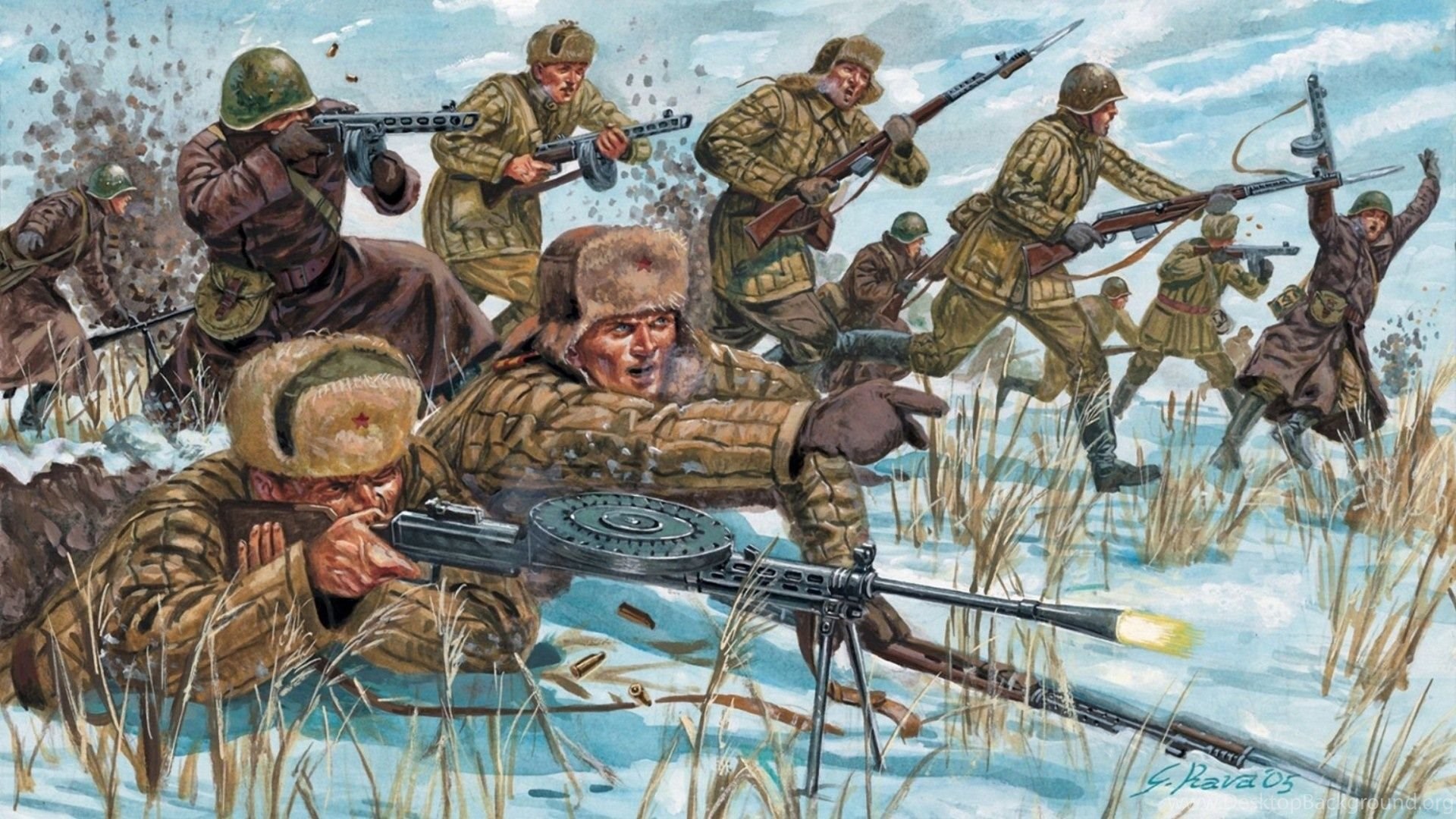 Fanteria sovietica nella neve, 1920x1080 1080p, PC Desktop