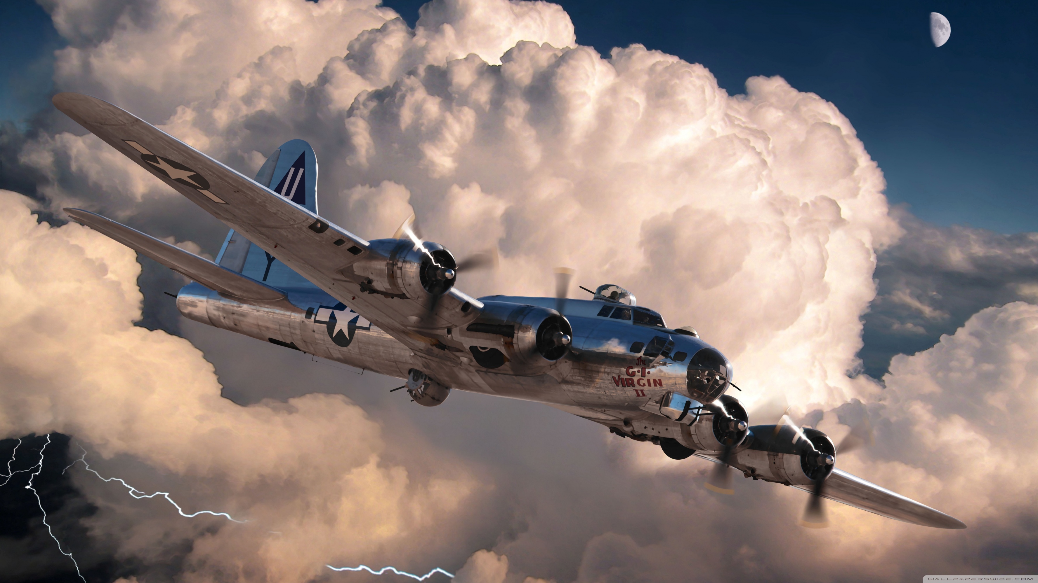 Bombardiere B-17 tra nuvole, 3554x1999 2K, Laptop