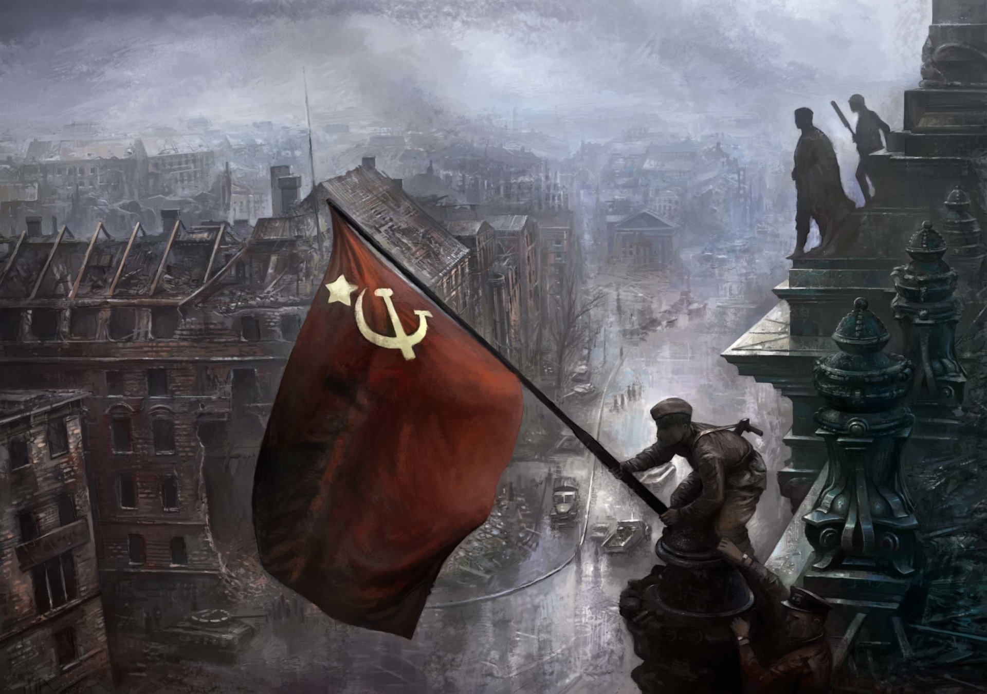 Bandiera sovietica su Reichstag, 1920x1351 Full HD+ WUXGA, Desktop