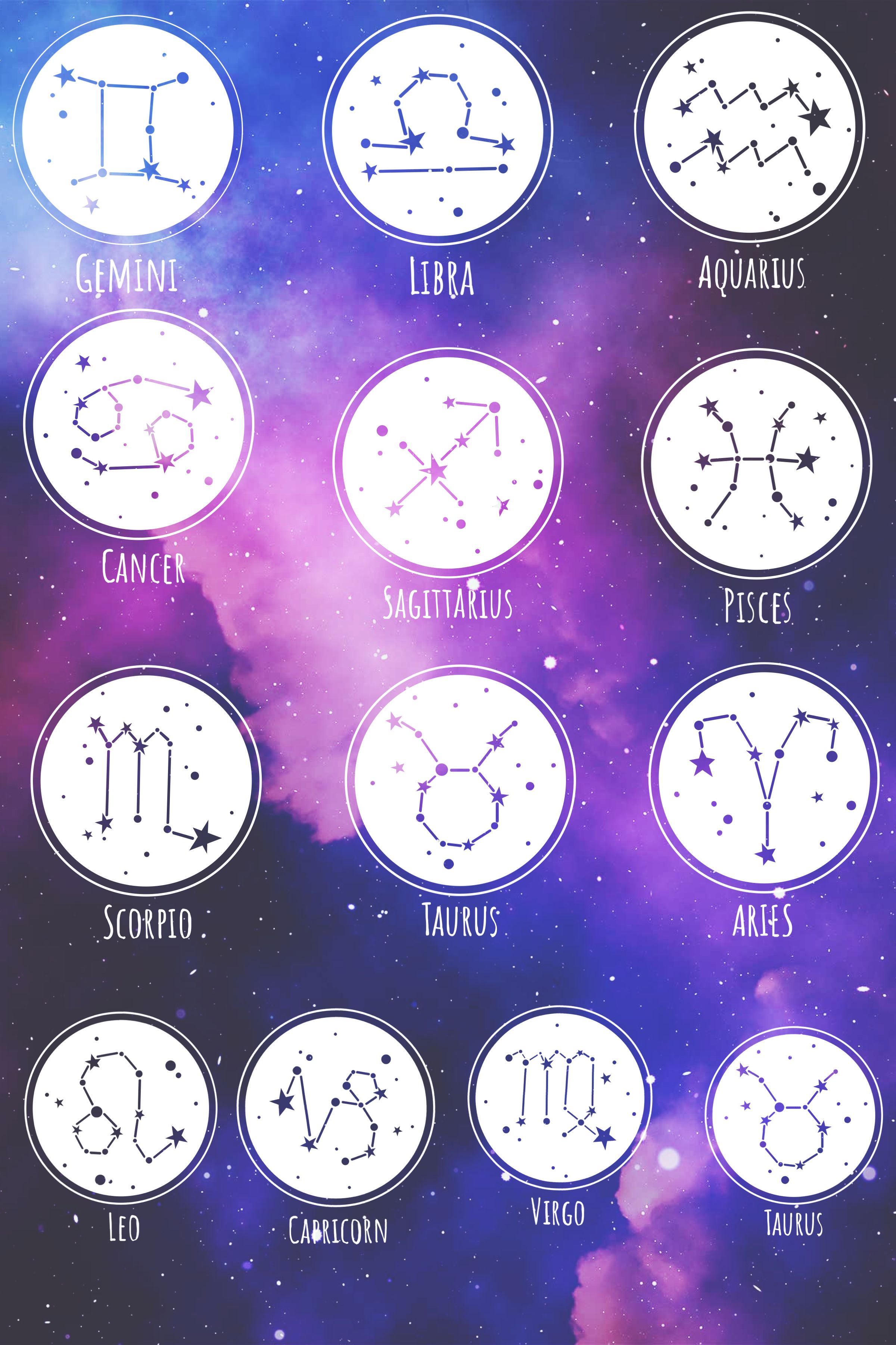 Simboli zodiacali su cielo stellato, 2400x3600 Full HD Verticale, Google Pixel