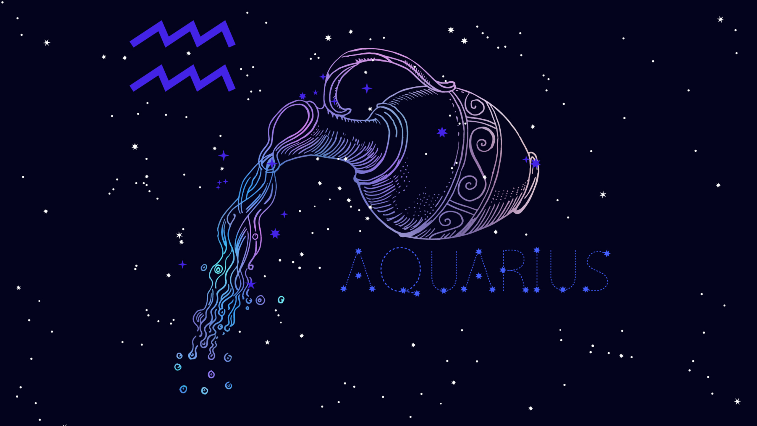 Simbolo zodiacale Acquario stellato, 2560x1440 2K, Monitor Gaming