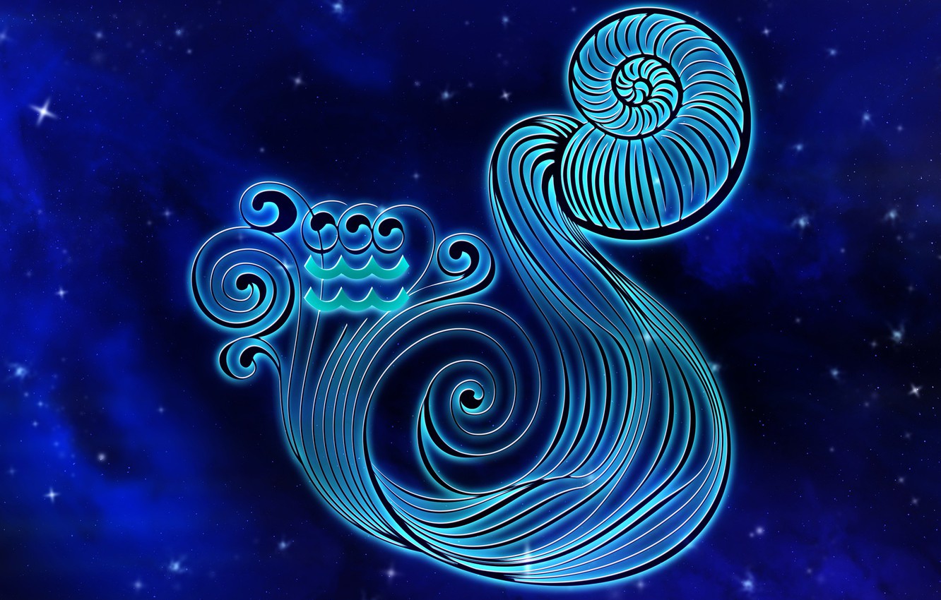 Segno zodiacale Acquario spirale blu, 1332x850 720p, Laptop