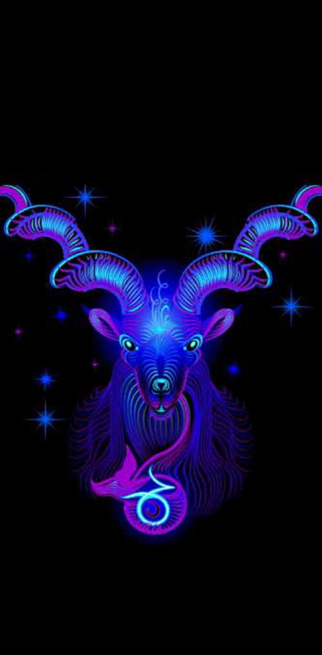 Capricorno segno zodiacale blu-viola, 630x1280 Verticale, Mobile