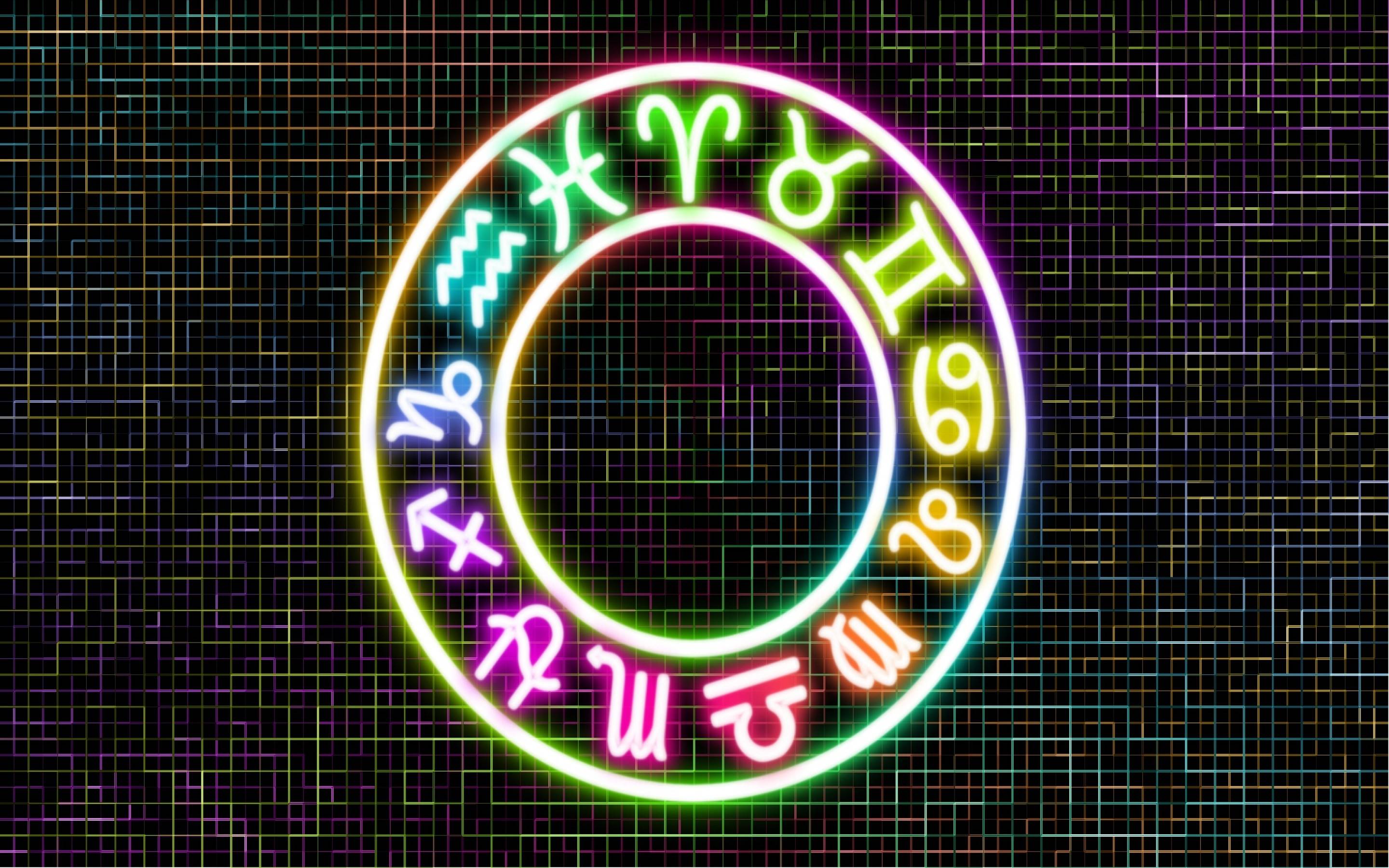 Cerchio zodiacale neon colorato, 2880x1800 2K+, Desktop