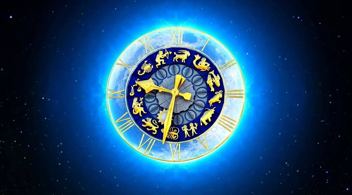 Orologio zodiacale blu dorato, 1200x667 HD, Desktop