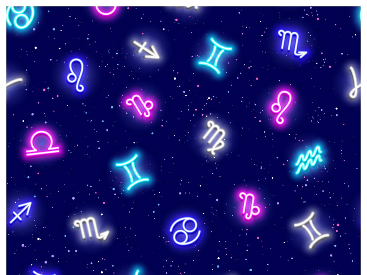 Simboli zodiacali neon spazio, 1200x900 HD, Desktop