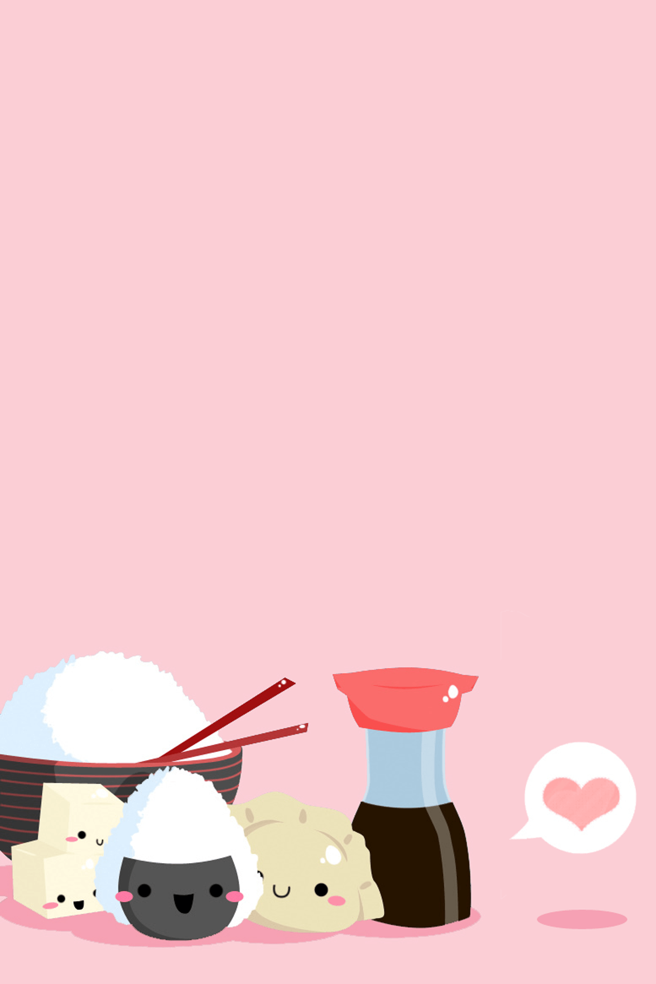 Sushi kawaii sfondo rosa, 1280x1920 Verticale, Telefono