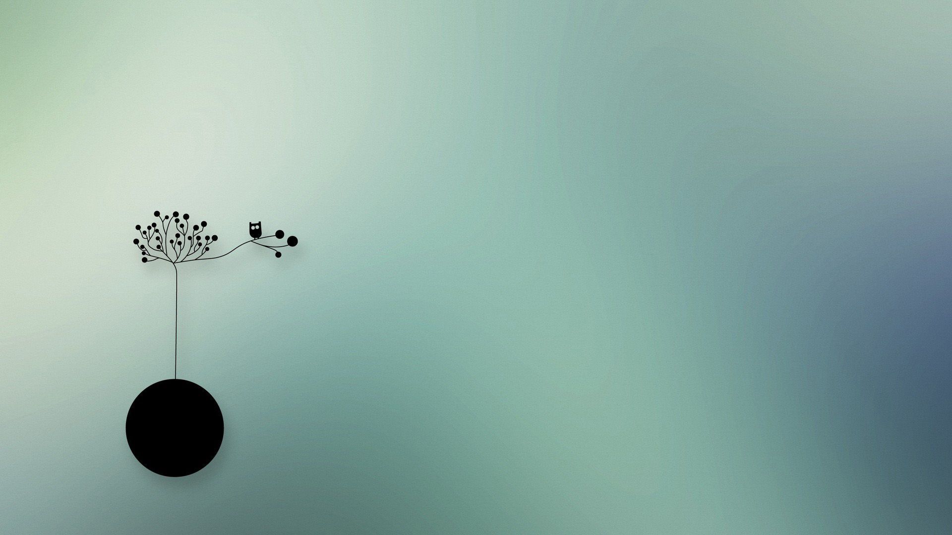 Silhouette albero minimalista sfondo verde, 1920x1080 Full HD, PC
