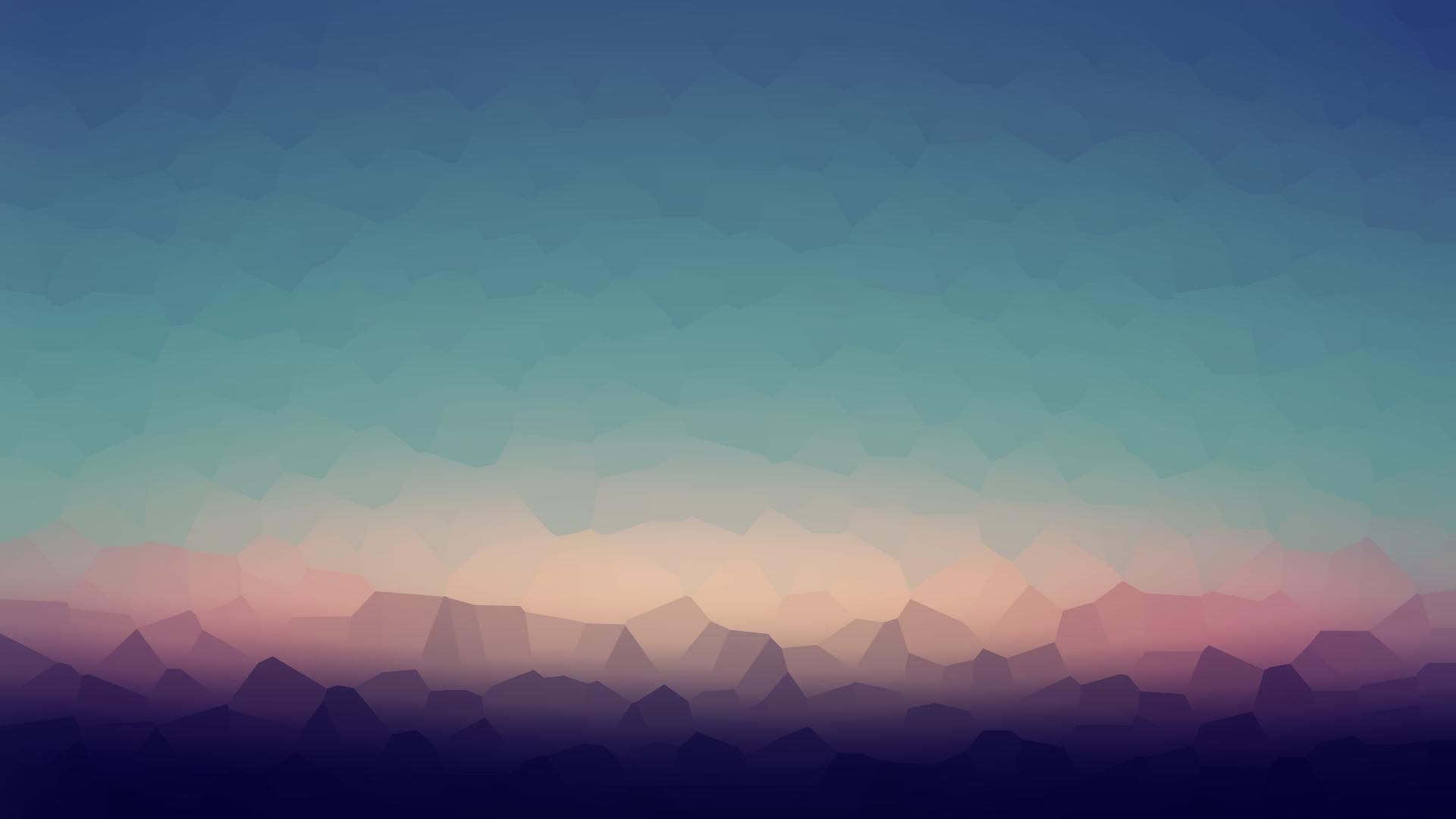 Montagne minimaliste gradiente tramonto, 1920x1080 Full HD, Laptop