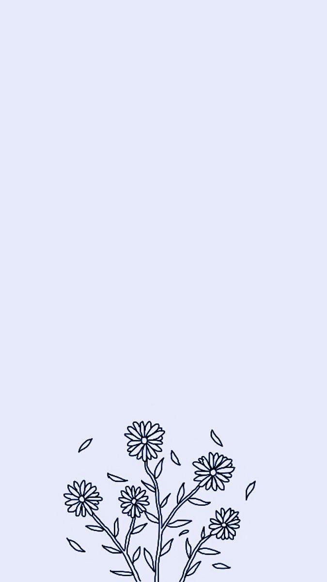 Fiori disegnati sfondo lilla, 675x1200 Full HD Verticale, iPhone