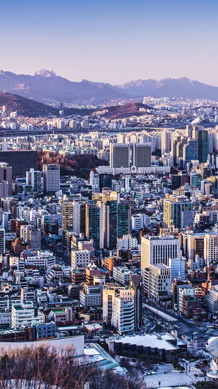 Skyline città Seoul, 750x1334 Verticale, iPhone Pro