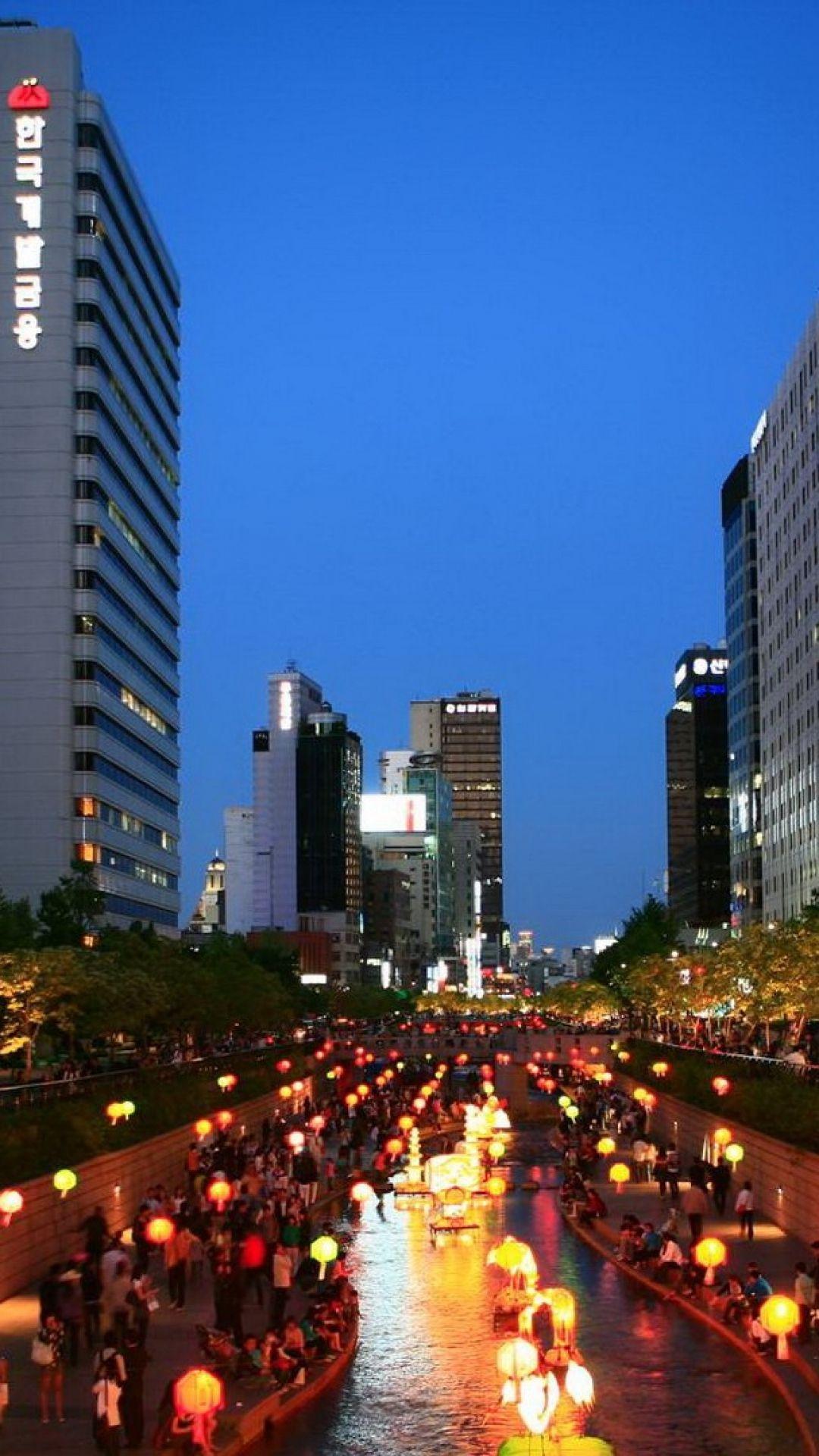Cheonggyecheon lanterne Seoul, 1080x1920 Full HD Verticale, iPhone Plus