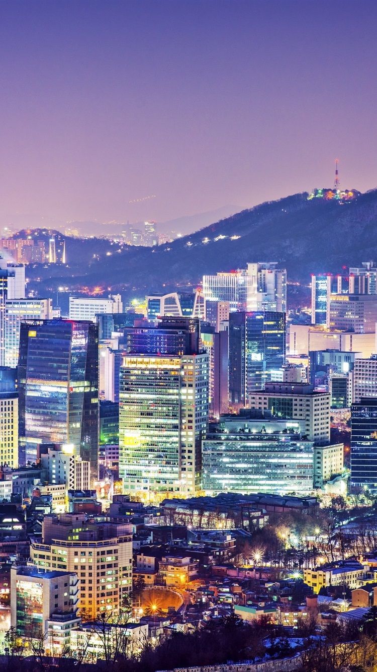 Città di Seoul notturna, 750x1334 Full HD Verticale, iPhone Pro Max