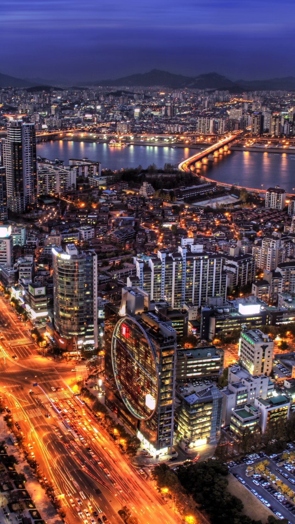 Seoul skyline notturno, 938x1668 Full HD Verticale, iPhone Air