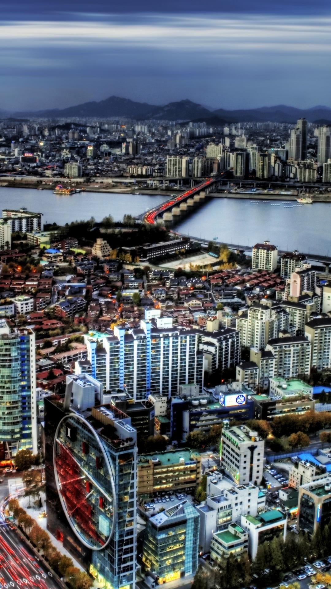 Vista aerea Seul città, 1080x1920 Full HD Verticale, iPhone