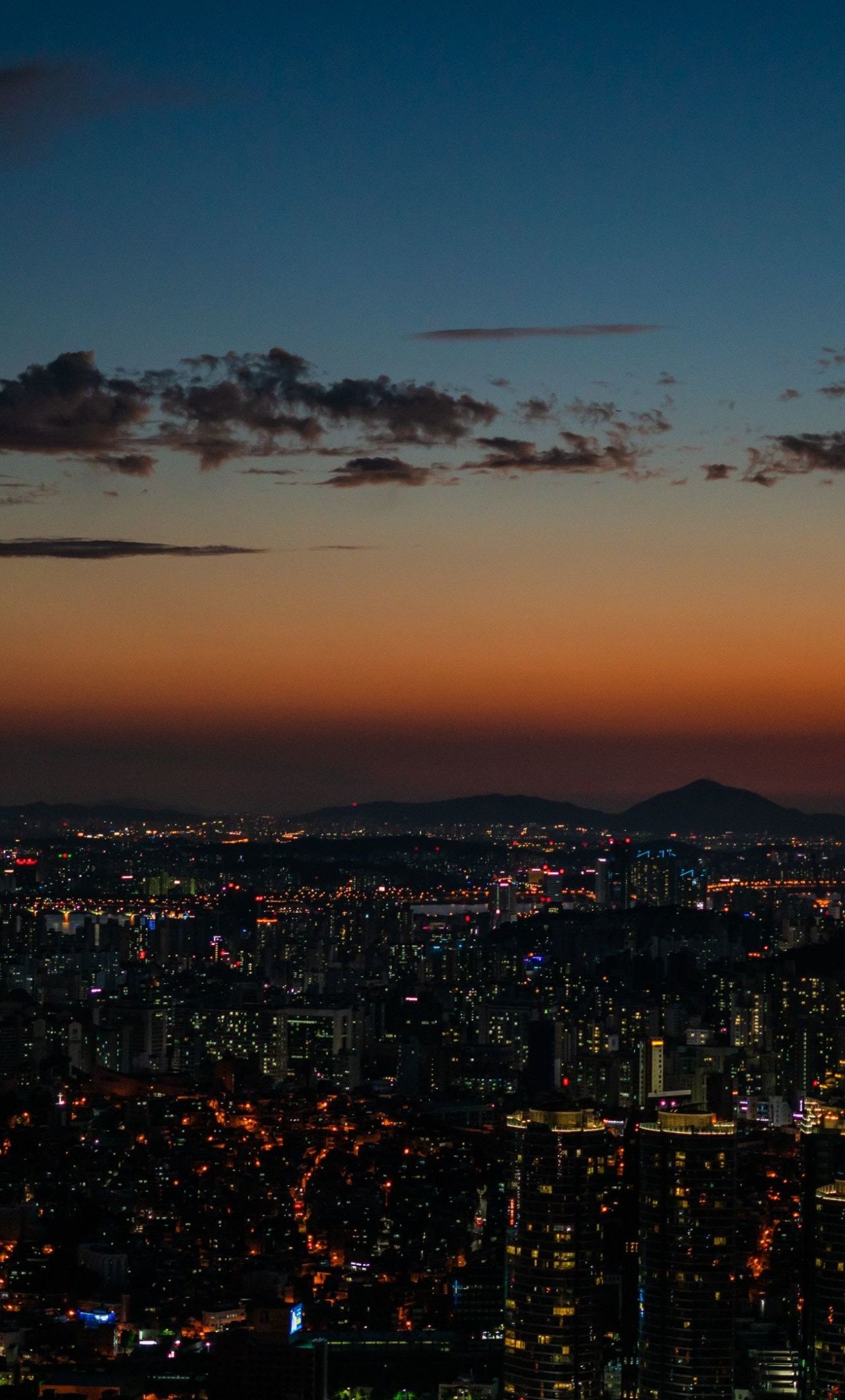 Seul città notturna tramonto, 1280x2120 Verticale, iPhone