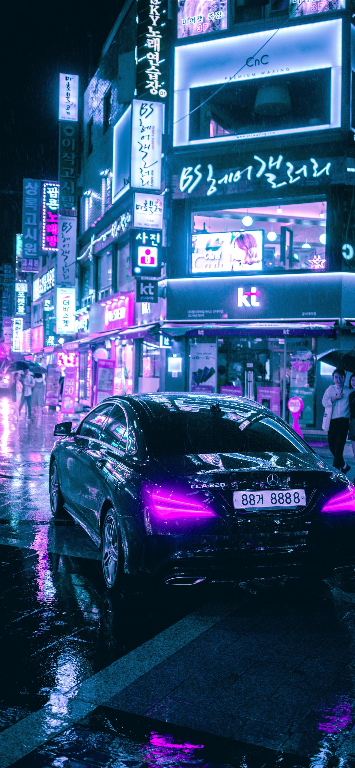 Seoul cyberpunk auto neon, 1242x2688 Full HD Verticale, iPhone Pro Max