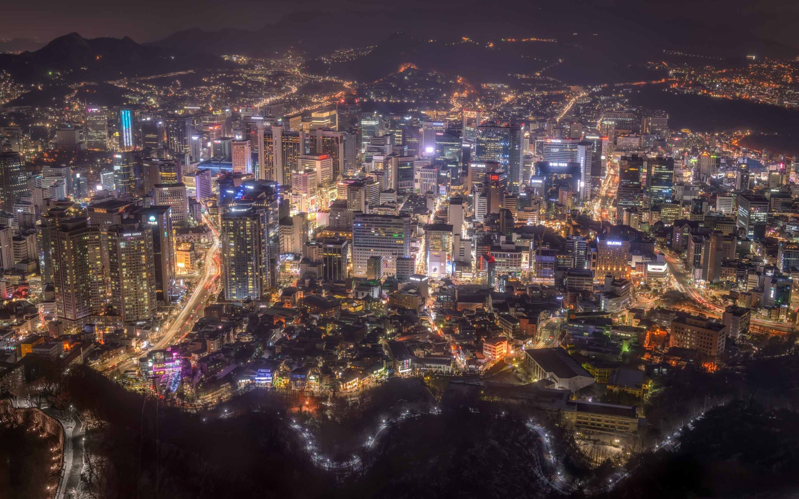 Seul di notte, città illuminata, 2560x1600 WQXGA, Desktop