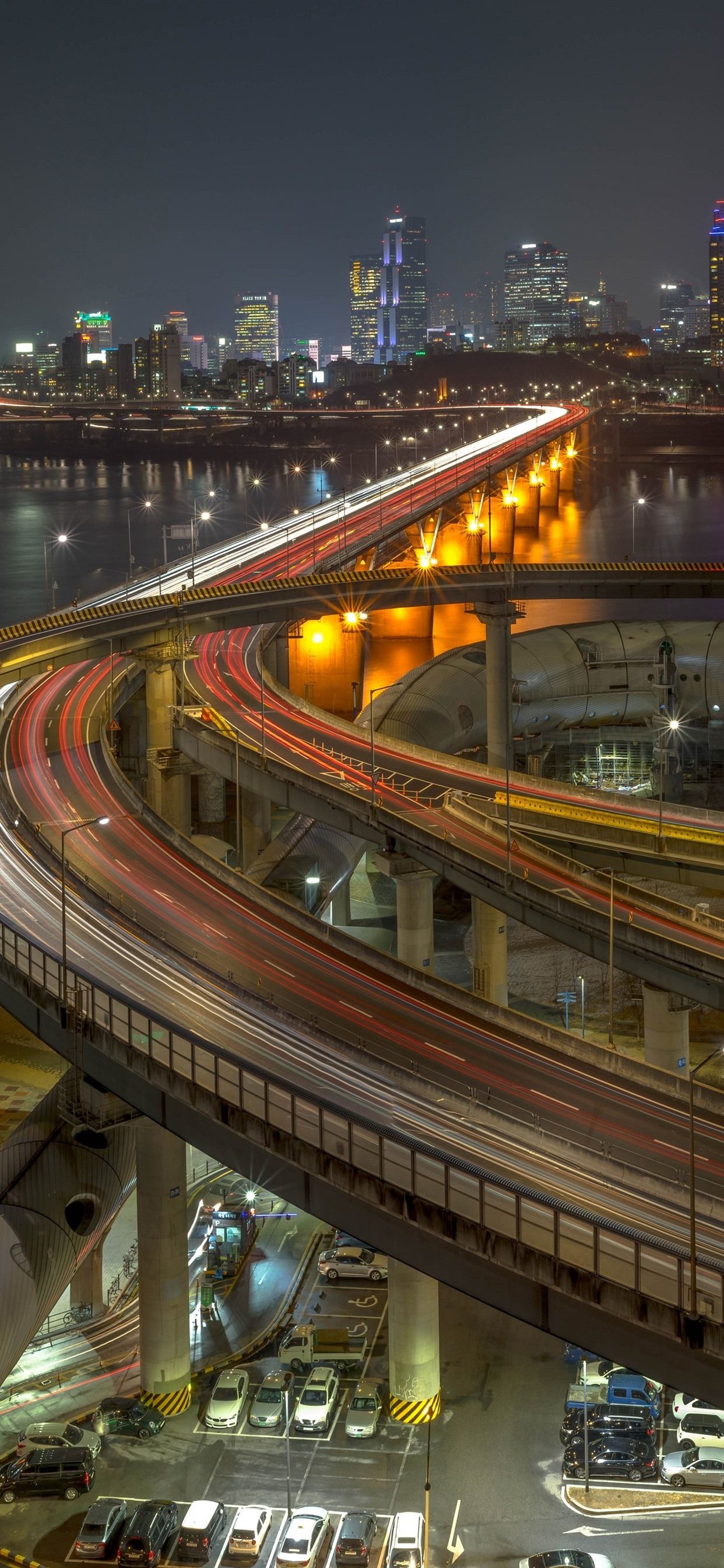 Seoul autostrade notturne fiume, 1242x2688 Full HD Verticale, iPhone Plus