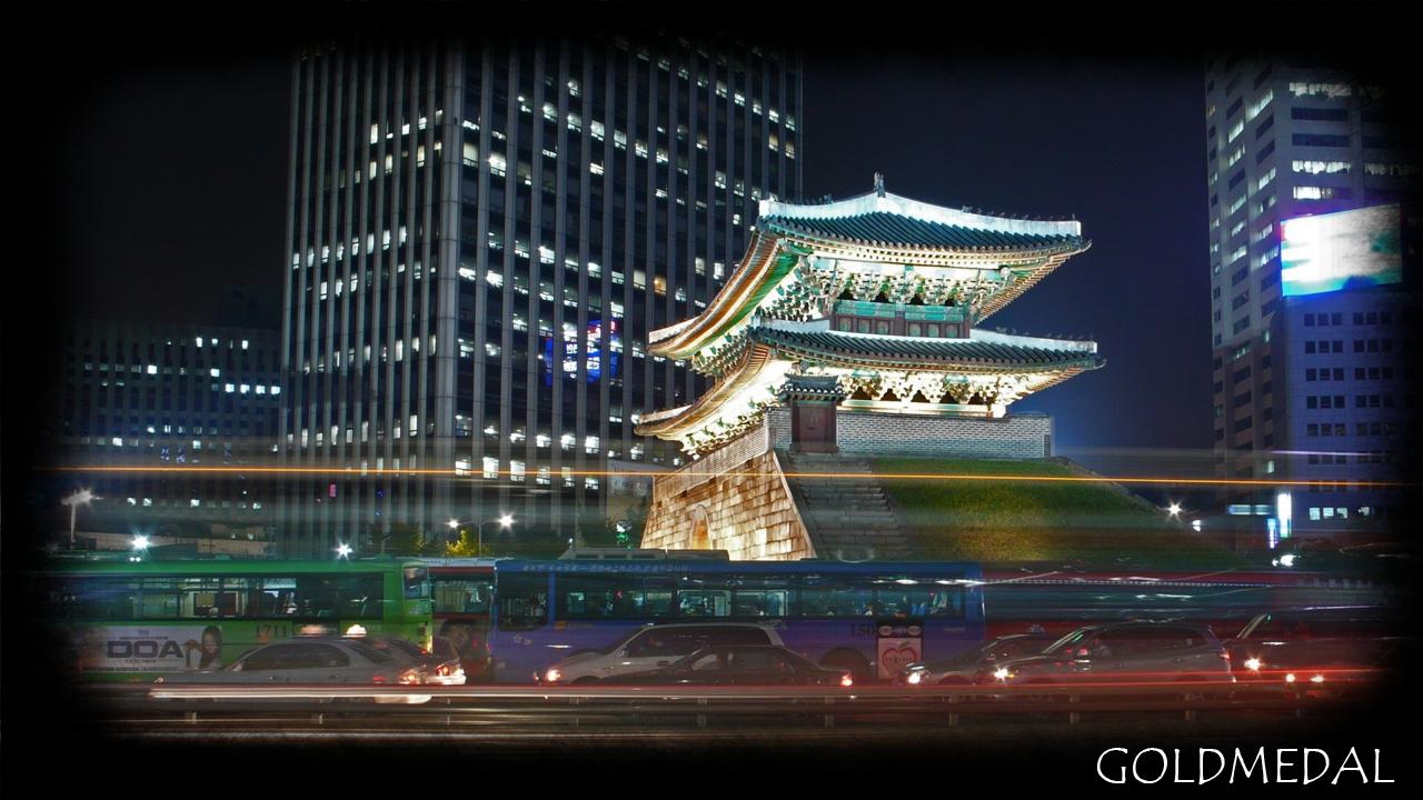 Namdaemun Seoul notte illuminata, 1280x720 HD, Desktop