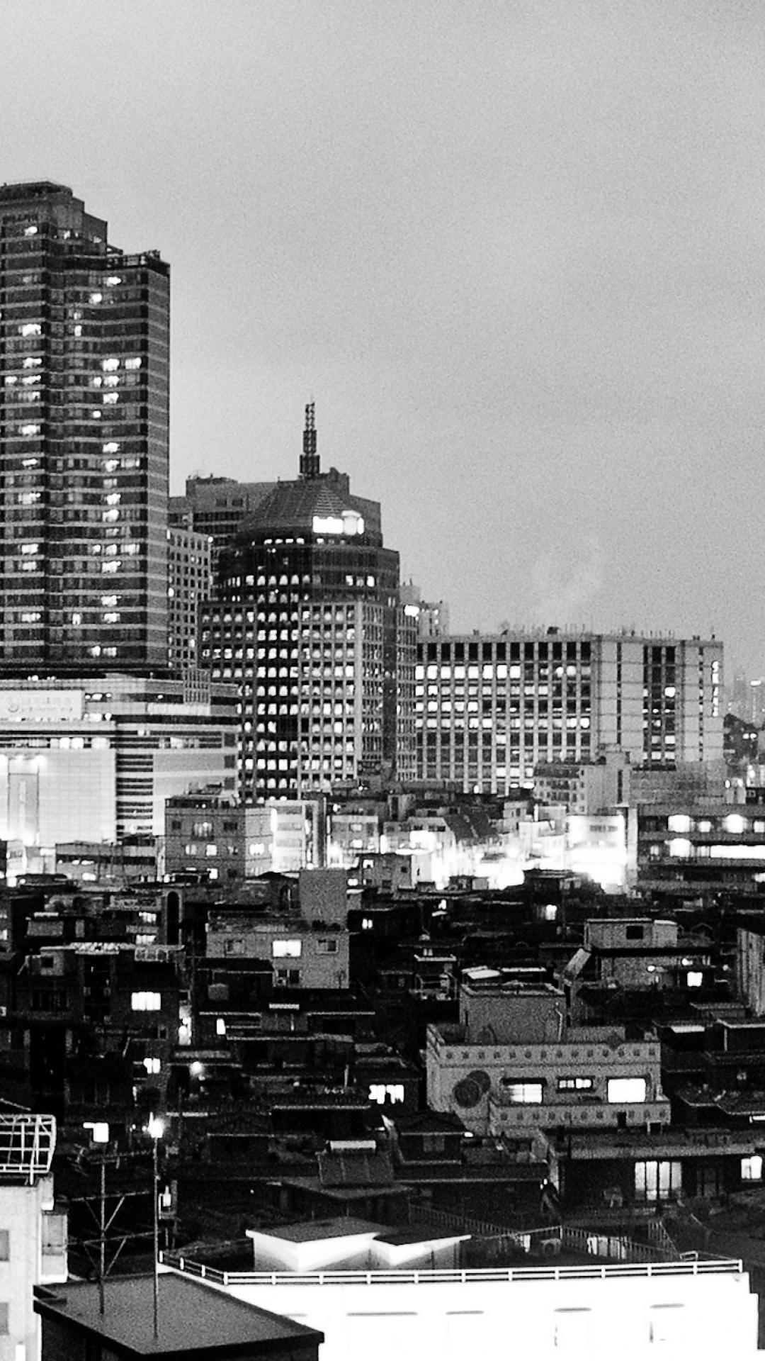 Skyline urbano bianco e nero, 1080x1920 Verticale, iPhone