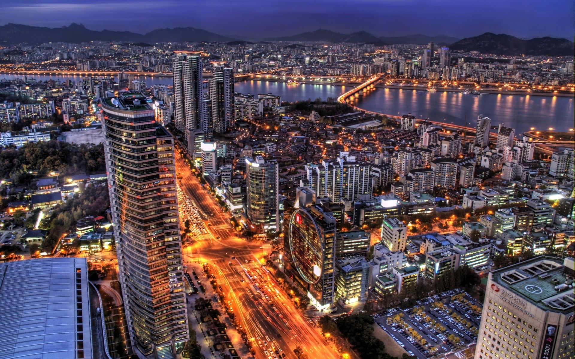 Seul di notte, Corea del Sud, 1920x1200 WUXGA, Laptop