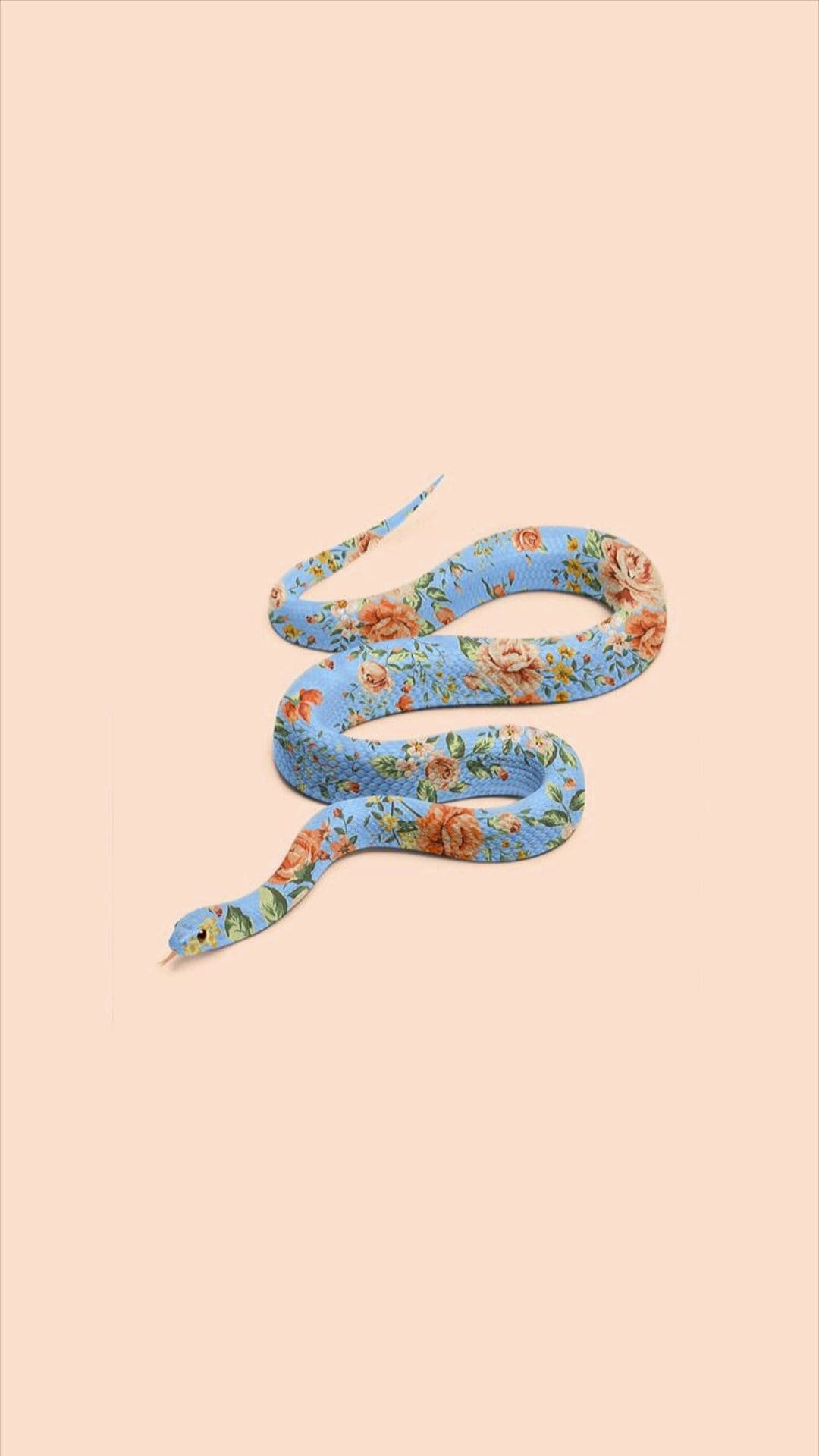 Serpente floreale su sfondo rosa, 1080x1920 Verticale, Telefono