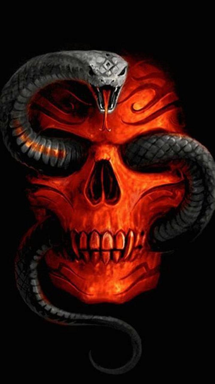 Teschio rosso con serpente nero, 718x1280 Verticale, Telefono