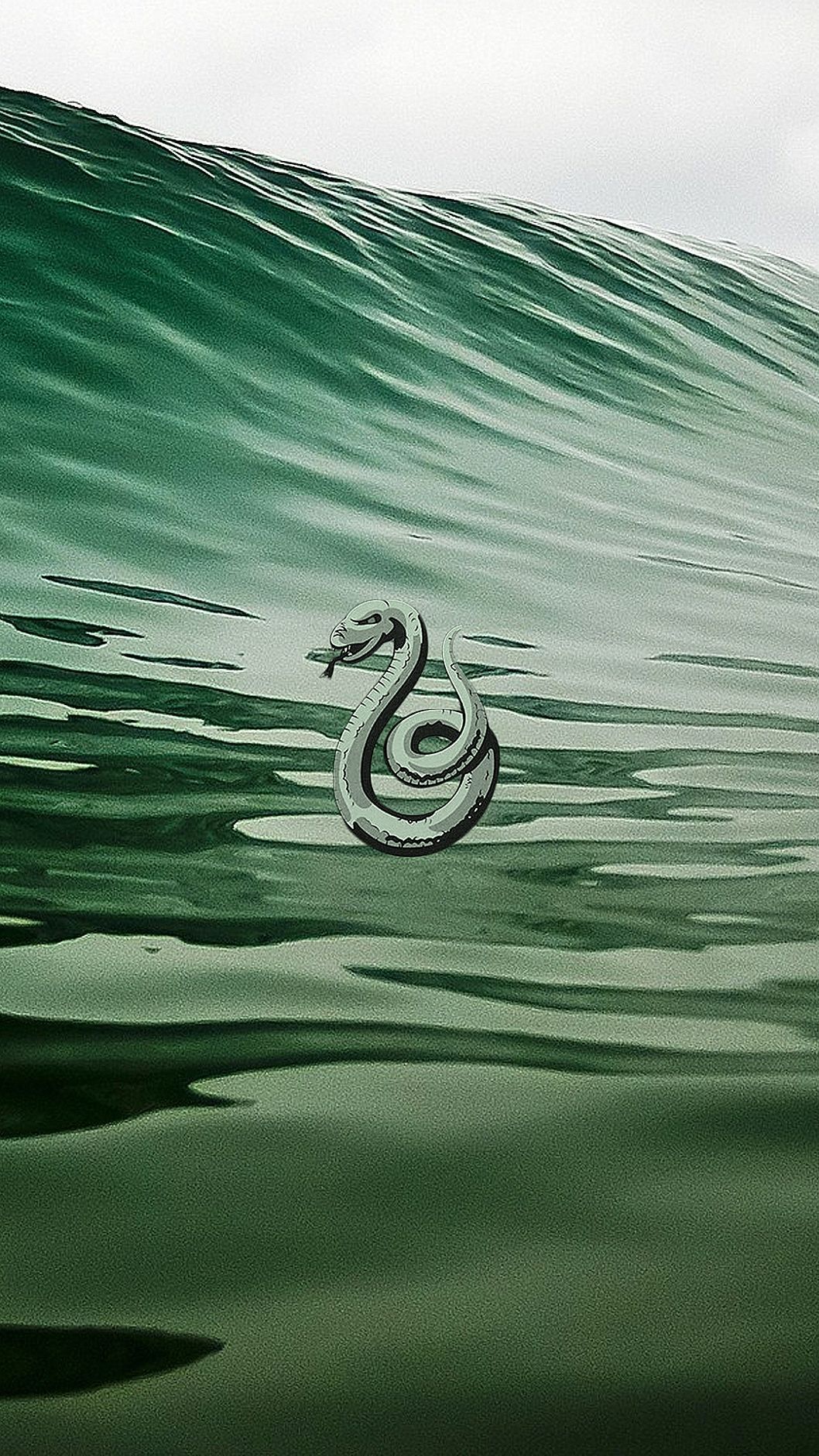 Serpente Serpeverde su onda verde, 1058x1881 Verticale, Mobile
