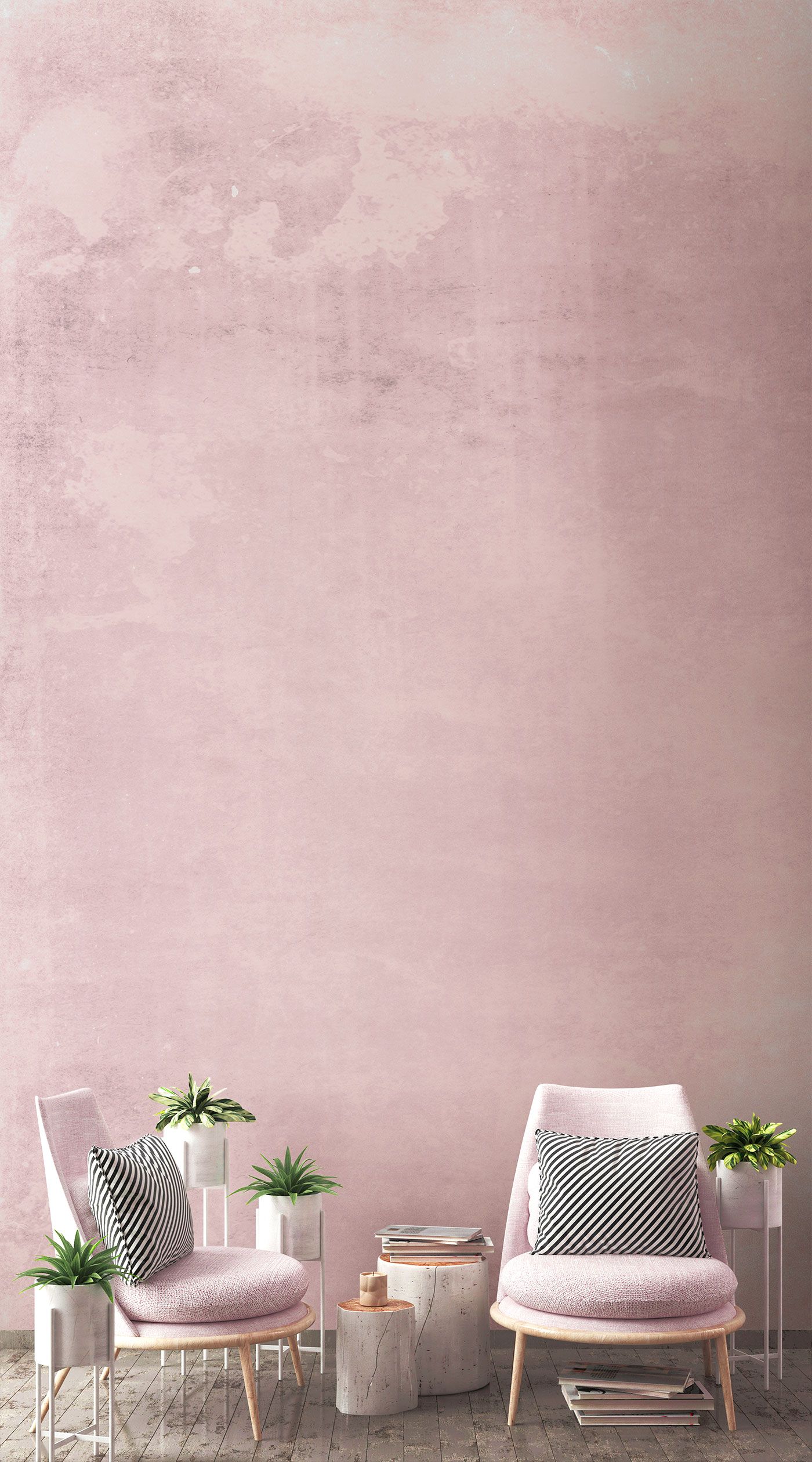 Parete rosa sfumata con poltrone, 1400x2520 Verticale, Mobile