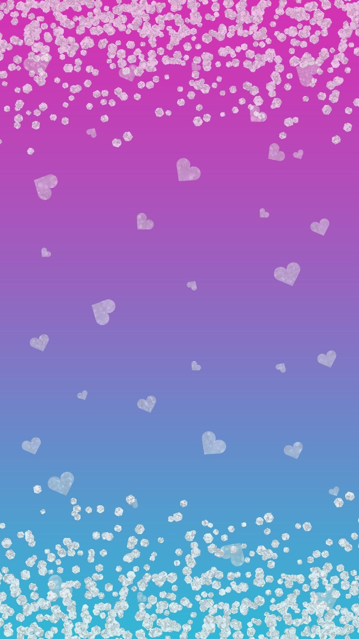 Cuori glitter rosa e blu, 1242x2208 Verticale, Telefono
