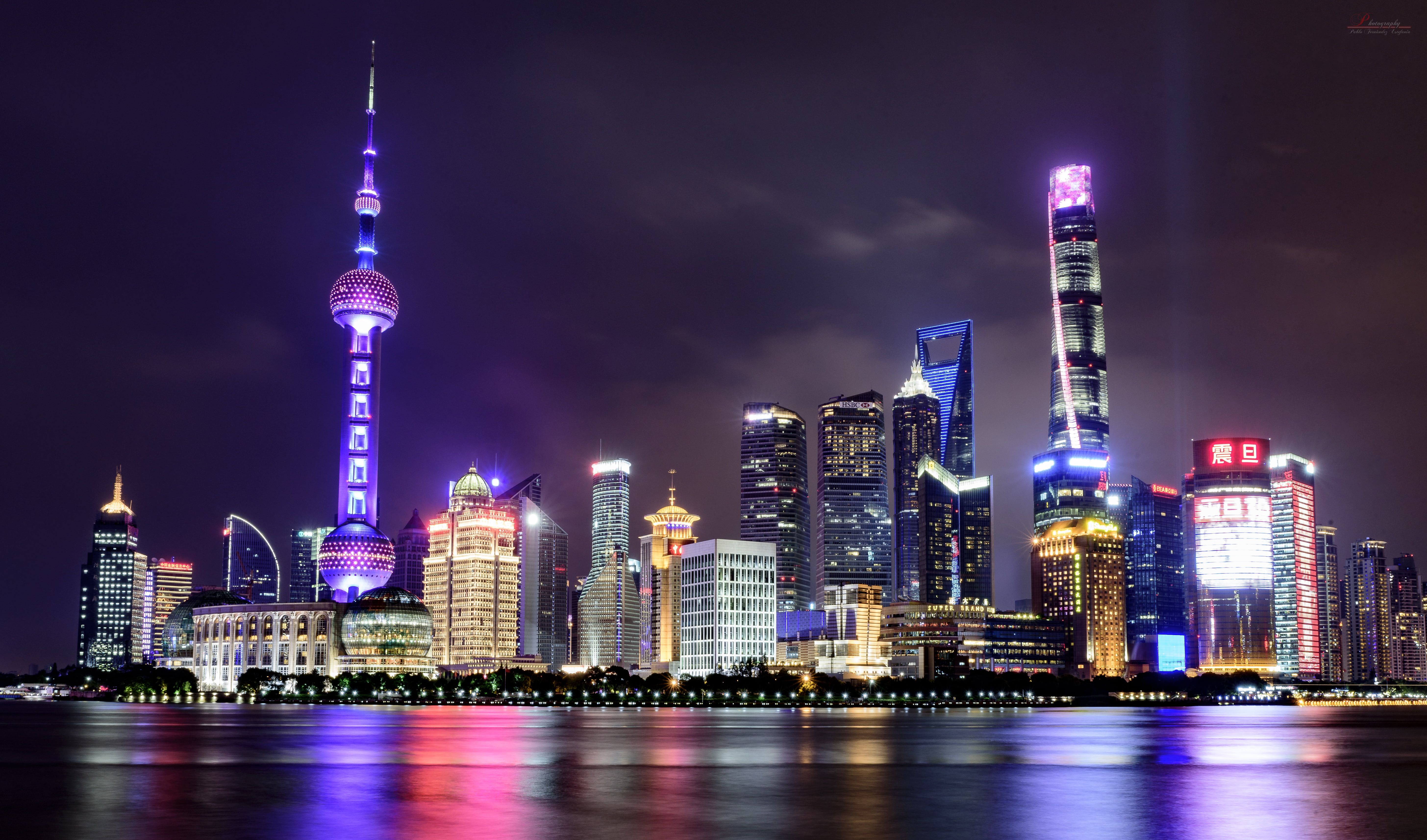 Skyline notturno di Shanghai, 5822x3427 UHD, PC 4K