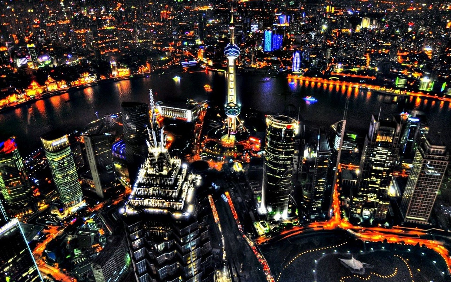 Skyline Shanghai di notte, 1920x1200 WUXGA, PC