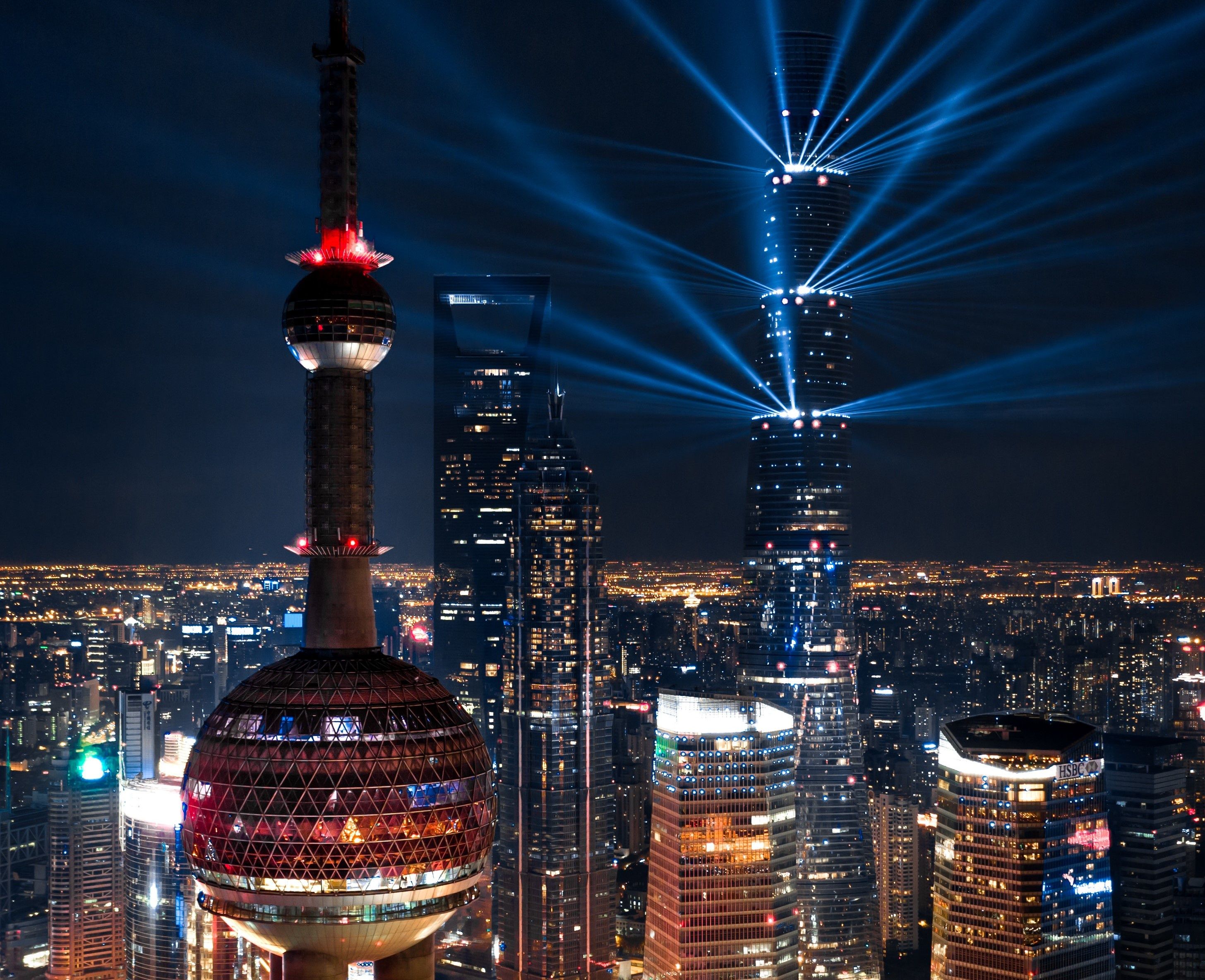 Shanghai skyline notturno grattacieli, 2912x2370 2K+, PC