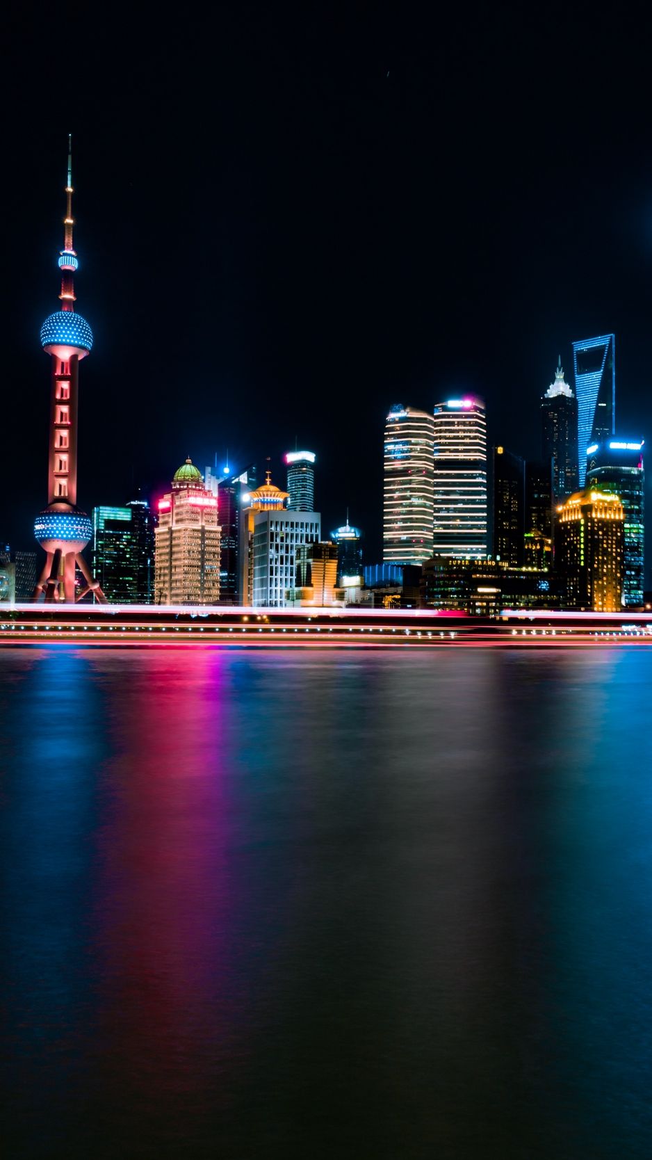 Skyline notturno Shanghai, 938x1668 Verticale, Mobile