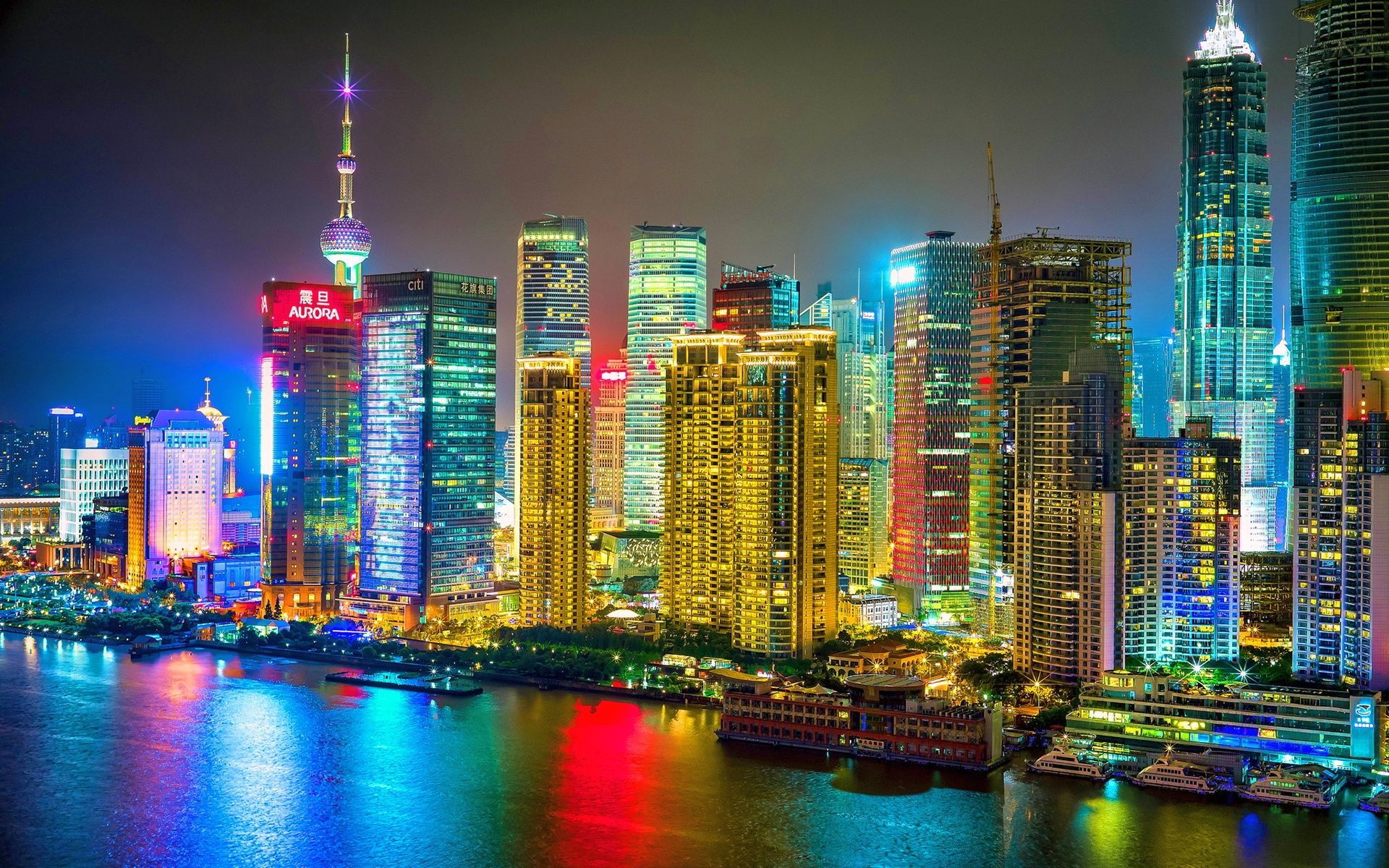 Skyline notturno di Shanghai, 1920x1200 WUXGA, Desktop