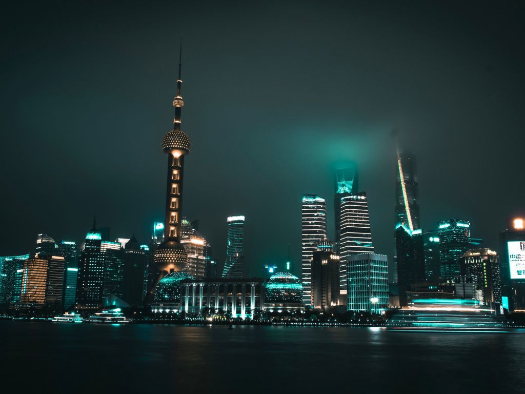 Skyline Shanghai di notte, 1024x768 HD, Desktop