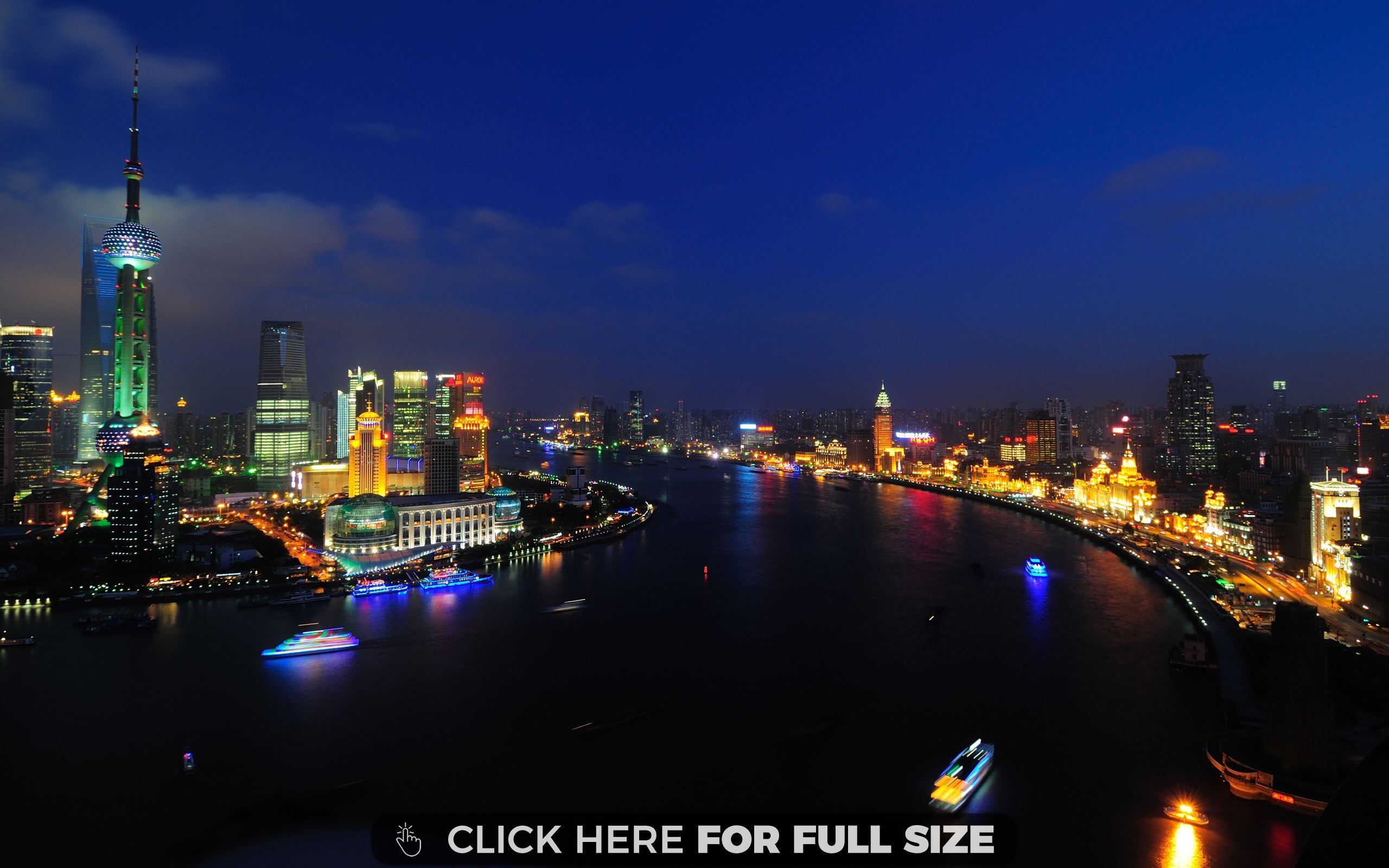 Shanghai skyline notturno fiume Huangpu, 2560x1600 WQXGA, Desktop