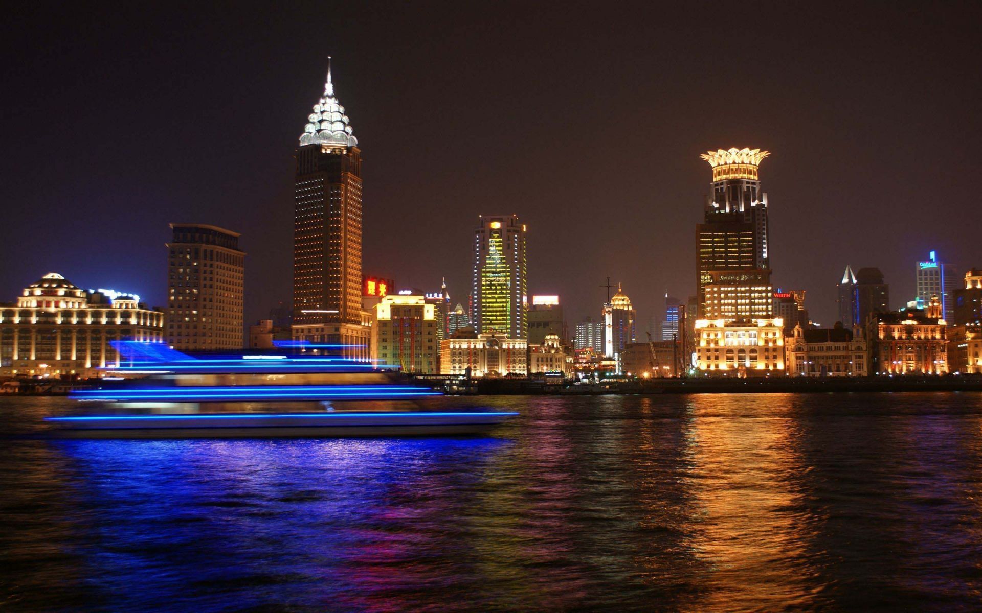 Skyline Shanghai di notte, 1920x1200 Full HD+, PC