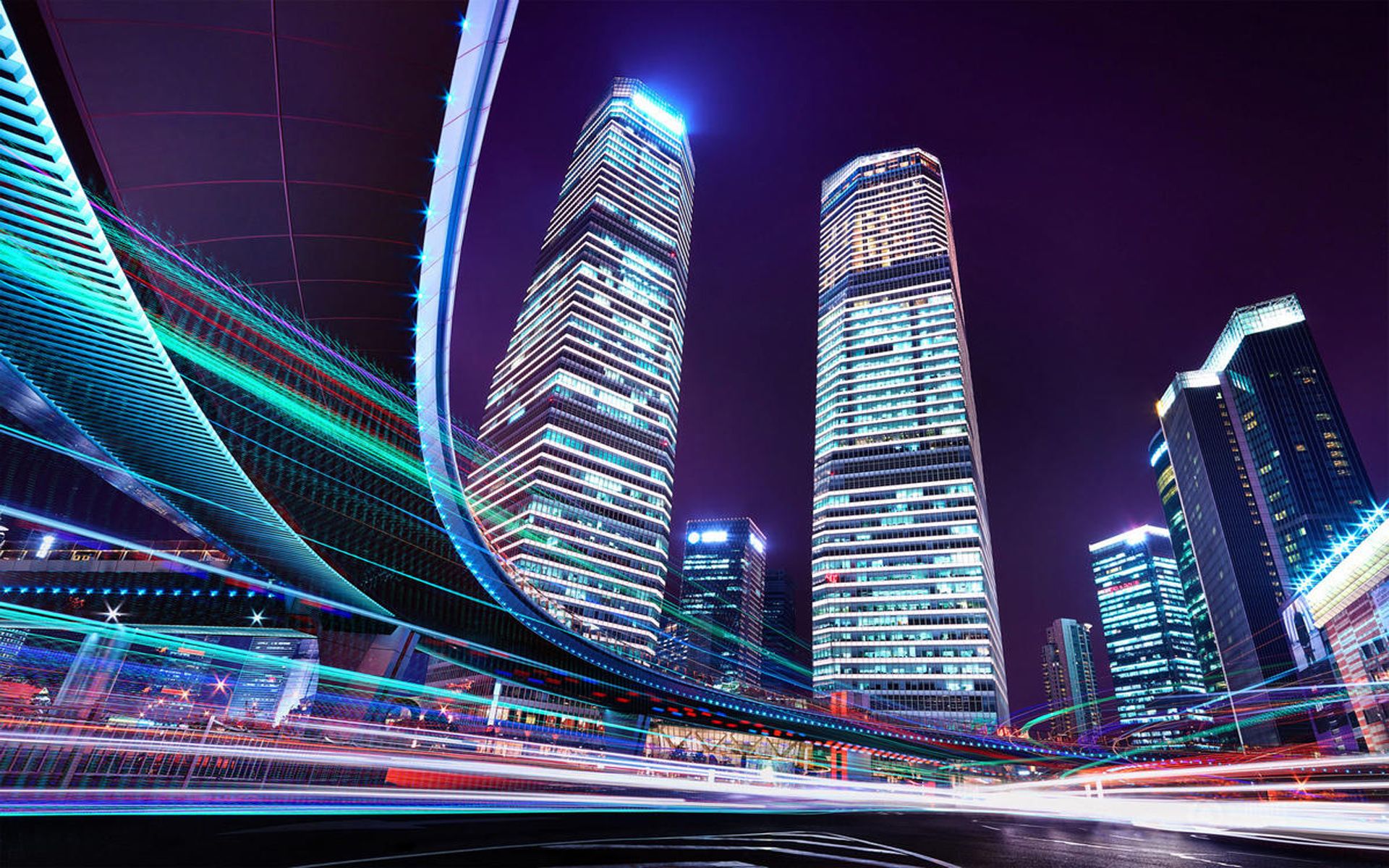 Grattacieli Shanghai notte illuminati, 1920x1200 Full HD+ WUXGA, Laptop