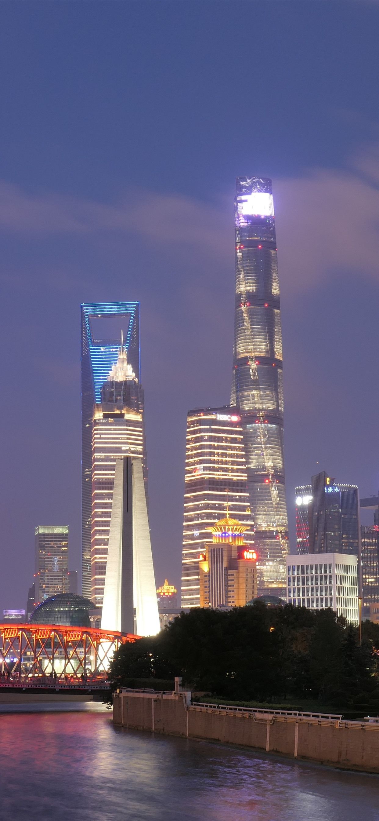 Skyline Shanghai di notte, 1242x2688 Verticale, Telefono