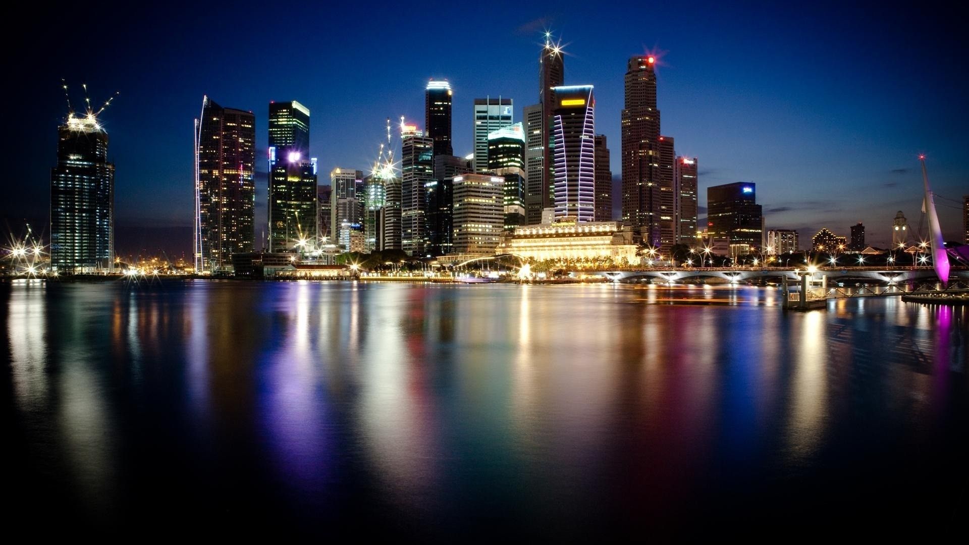 Skyline città di notte, 1920x1080 Full HD, PC