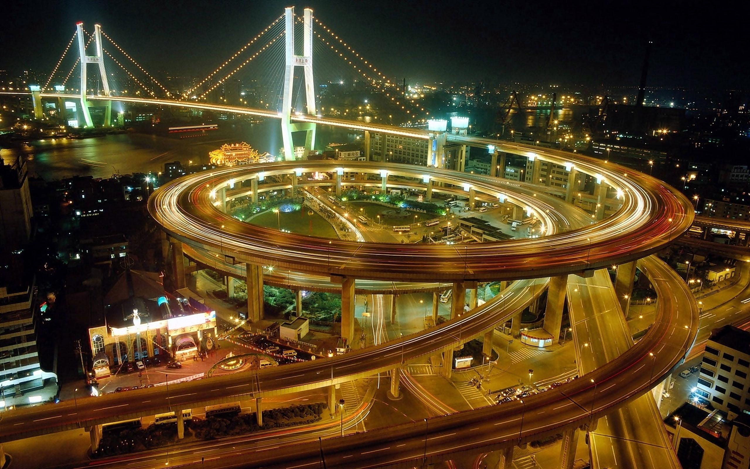 Ponte Nanpu Shanghai notte, 2560x1600 WQXGA, Desktop