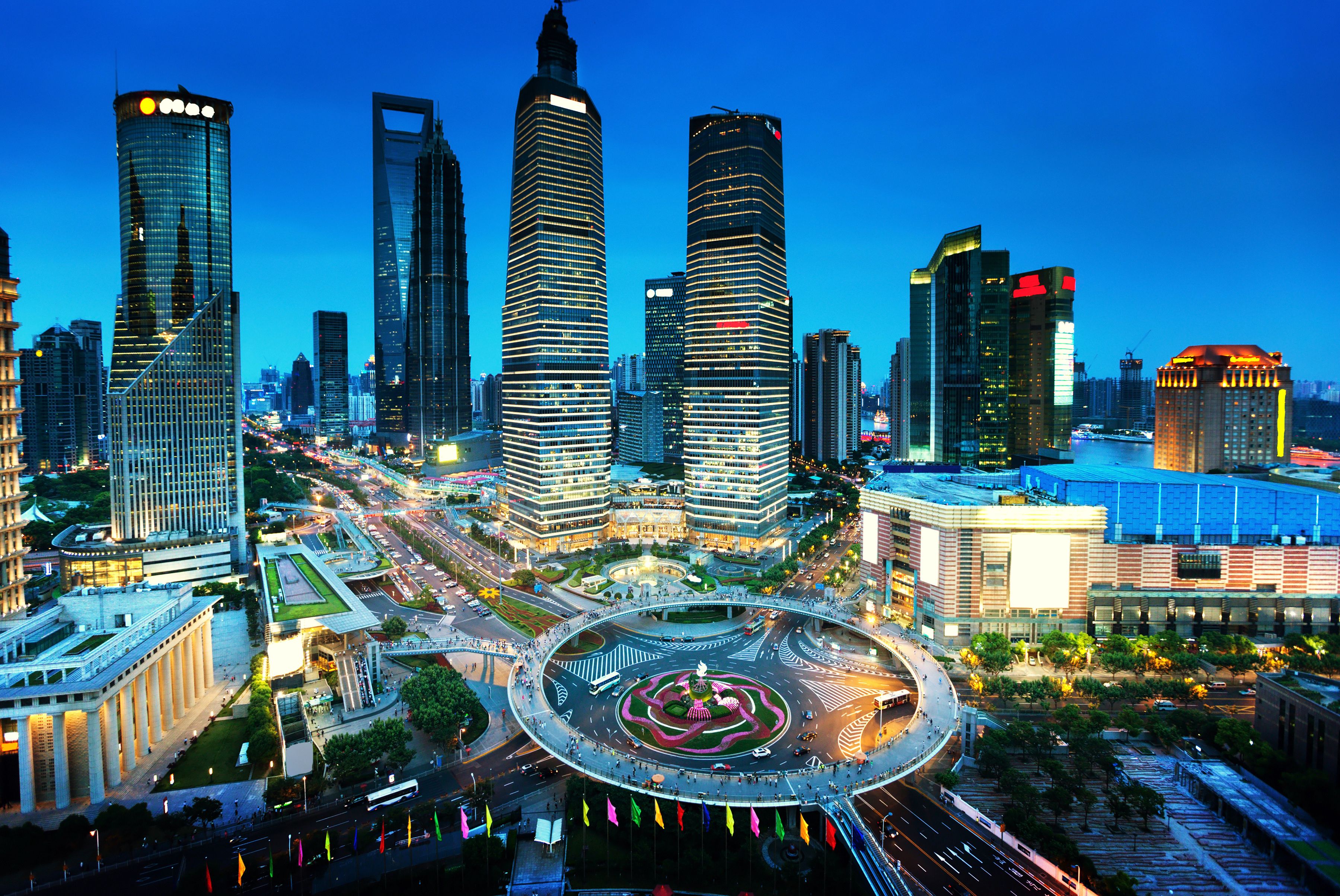 Shanghai grattacieli notte skyline, 3600x2408 2K, Desktop