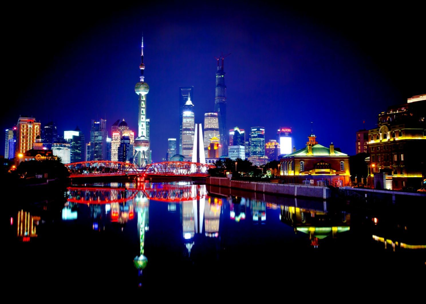 Skyline Shanghai di notte, 1488x1062 720p, PC