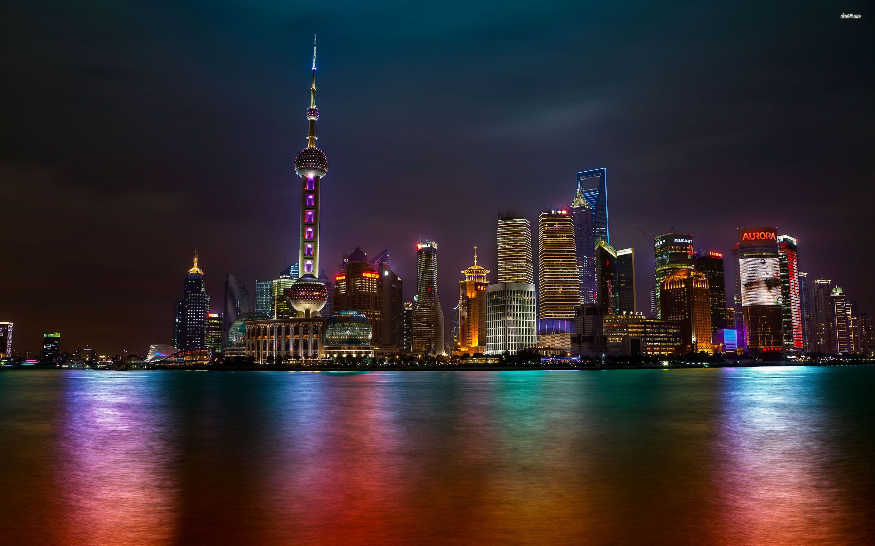 Shanghai skyline notturno fiume, 2880x1800 2K+, Laptop