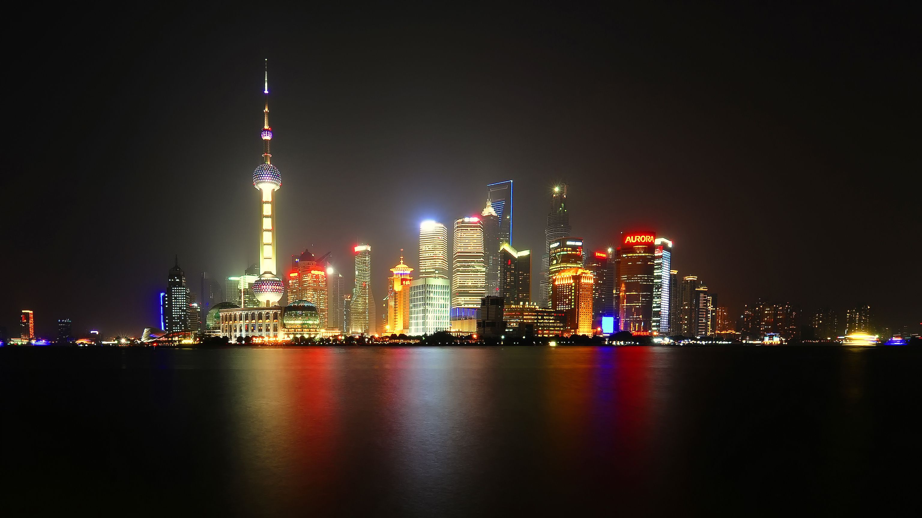 Skyline Shanghai di notte, 3072x1728 WQXGA, Monitor Gaming