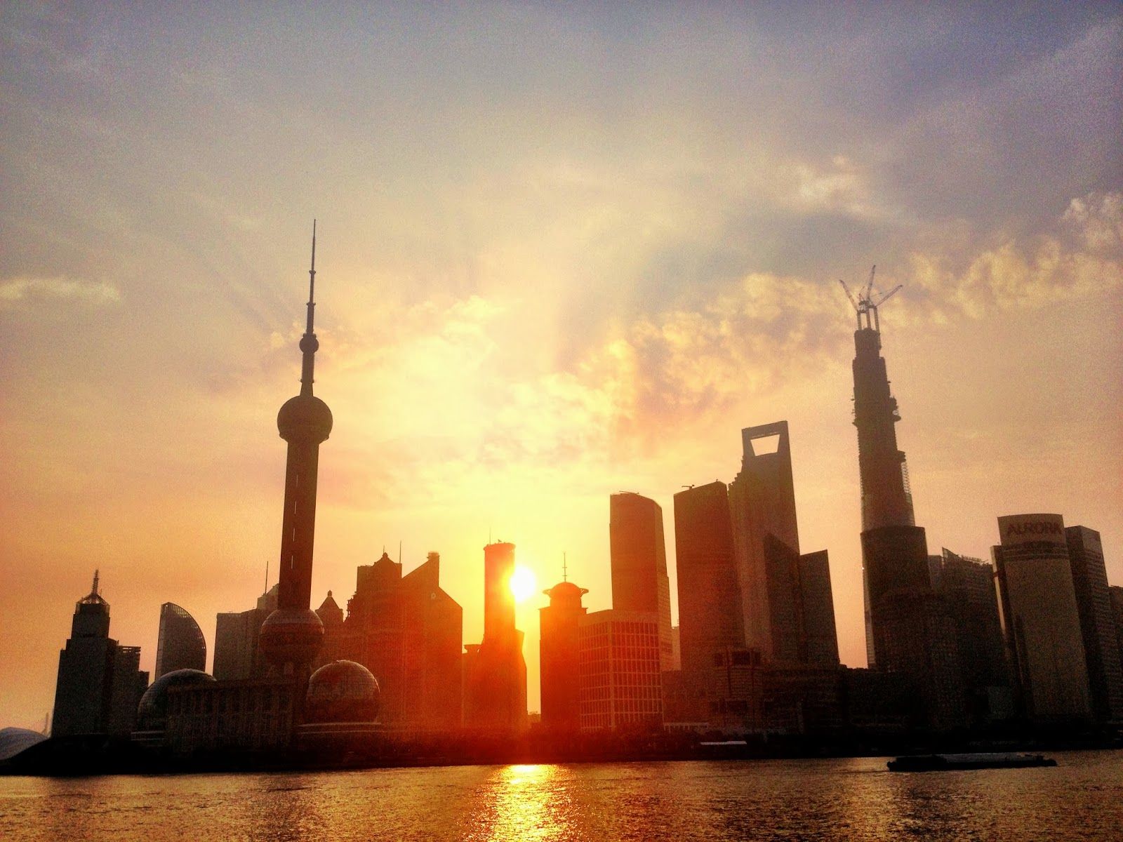 Skyline di Shanghai al tramonto, 1600x1200 HD, Desktop