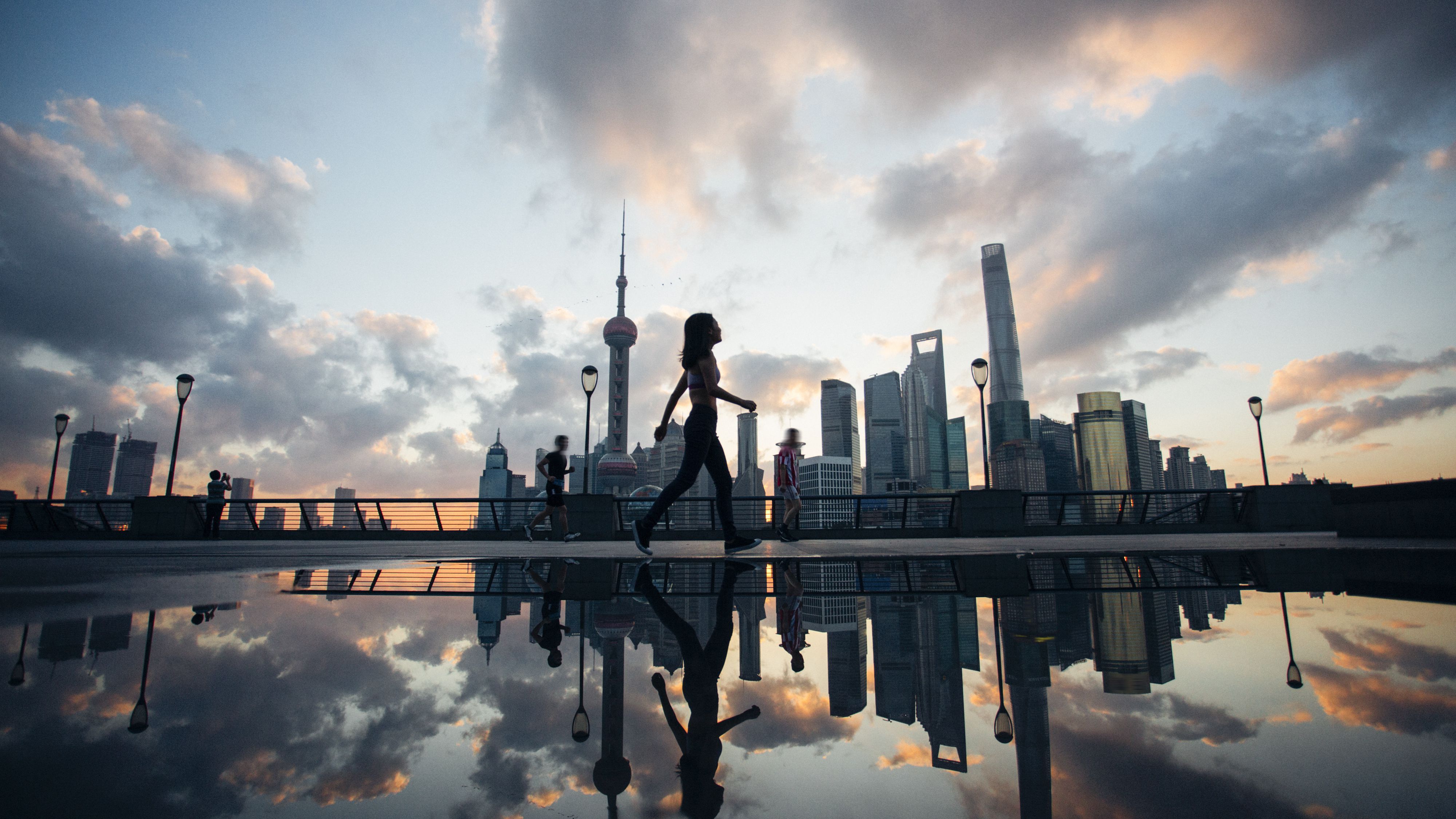Skyline di Shanghai sul fiume, 1600x900 900p, Desktop