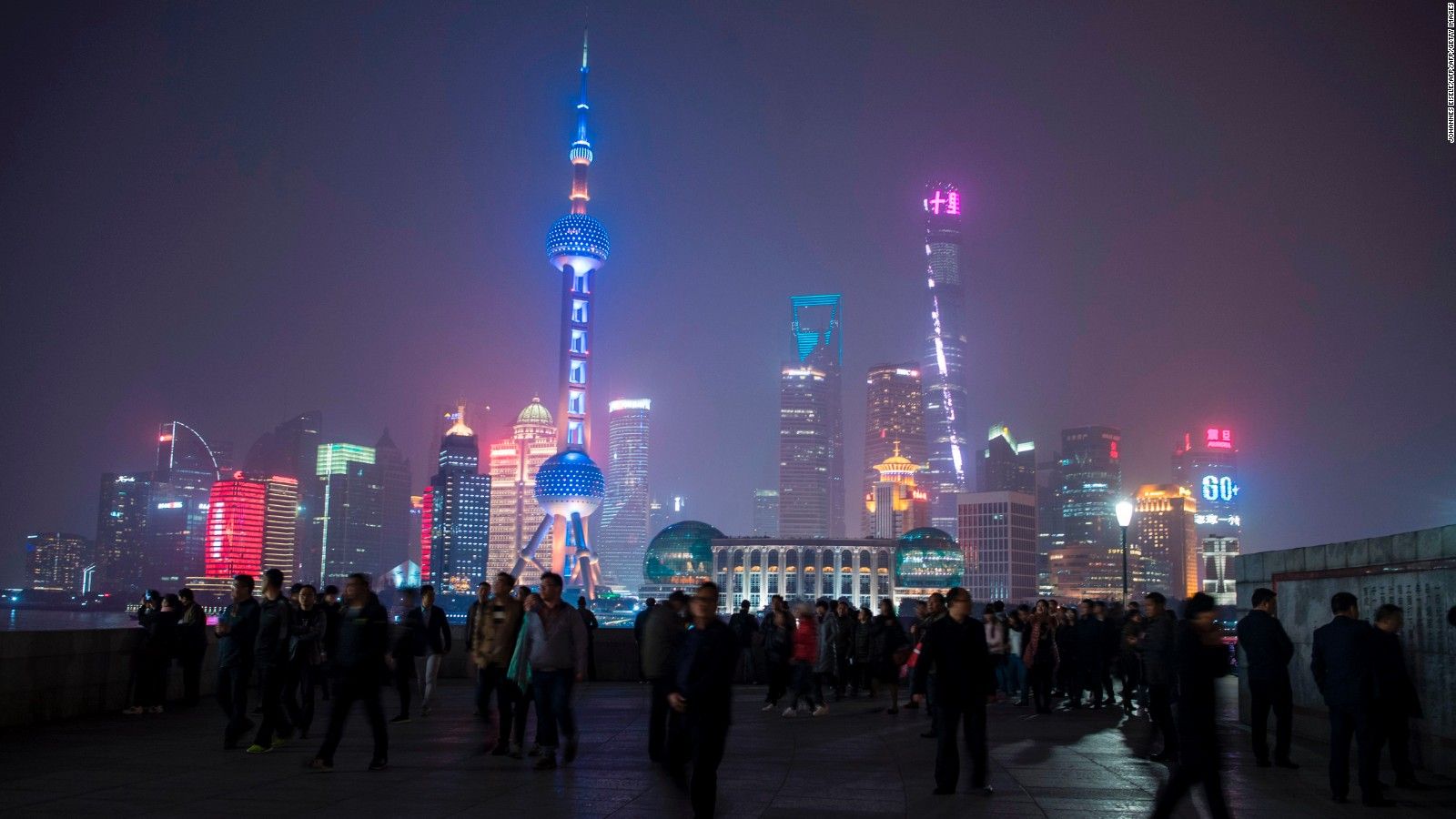 Skyline notturno di Shanghai, 1600x900 HD Ready, Desktop